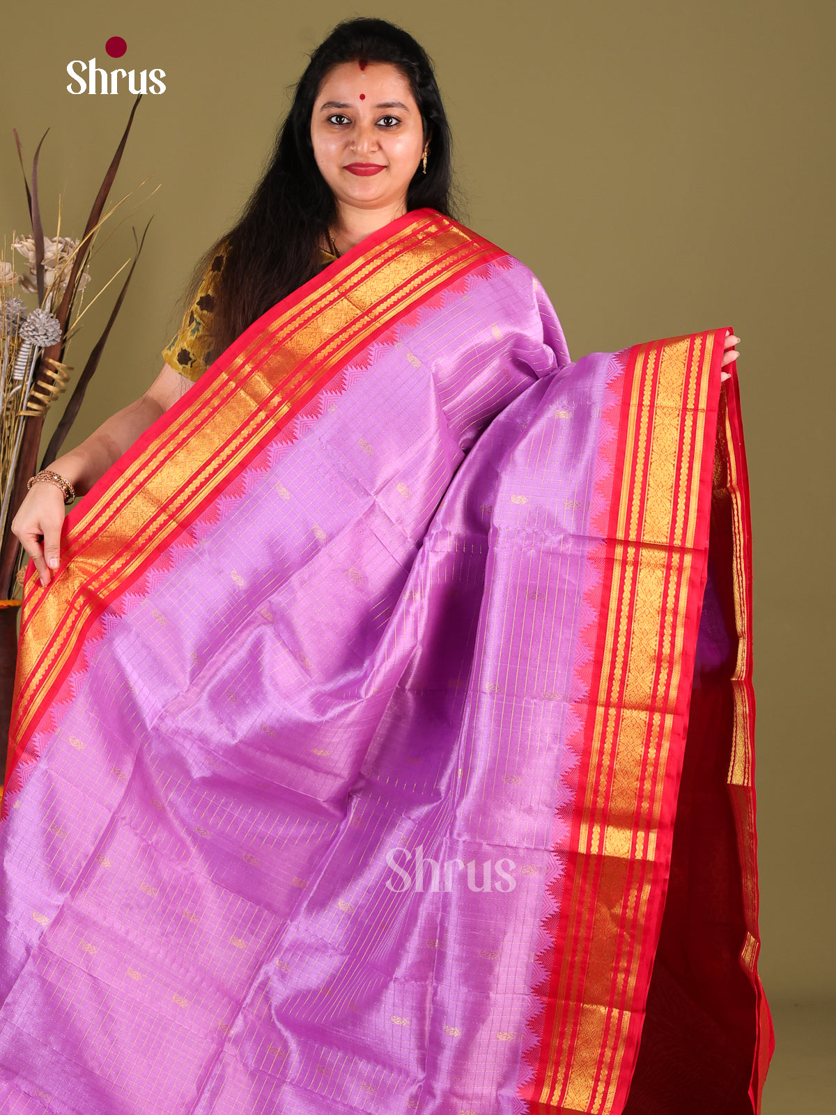 DIS01014 - Korvai-kattams Saree - Shop on Shrus.com