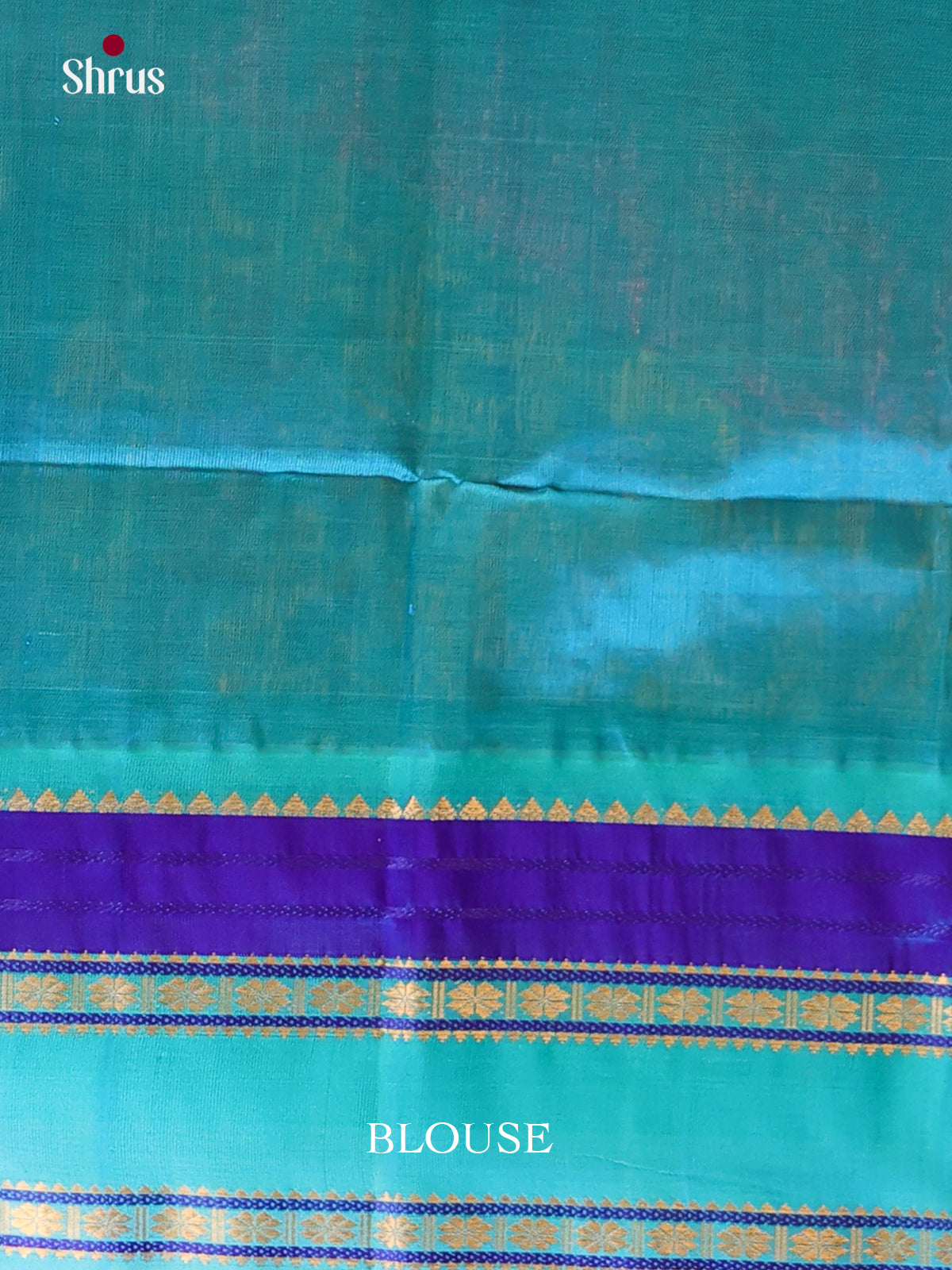 Serene Blue Silk Cotton Saree With Zari Checks, Buttas & Sky Blue Rettaipet Border - Shop on Shrus.com