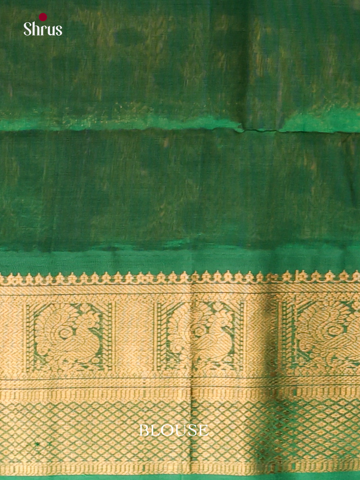 Regal Peach Silk Cotton Saree With Zari Buttas & Green Korvai Zari Border 2