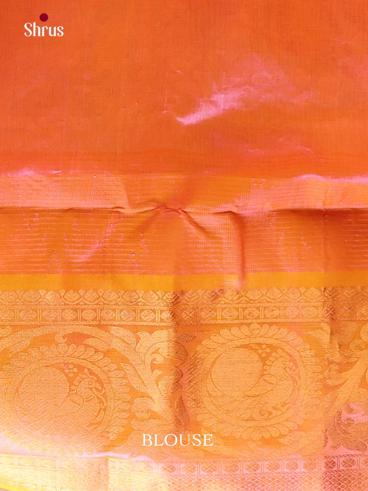 Cream  & Orange Silk Cotton Korvai-kattams Saree -2