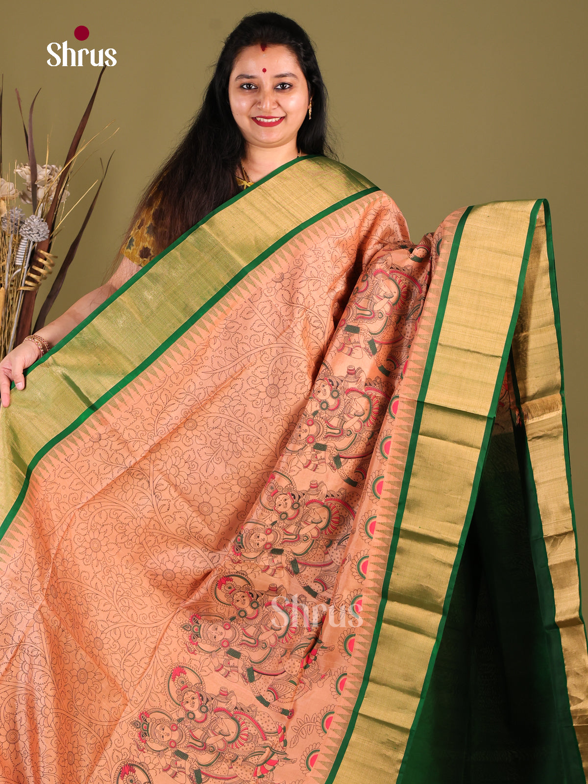 DIS01076 - Temple-border Saree - Shop on Shrus.com