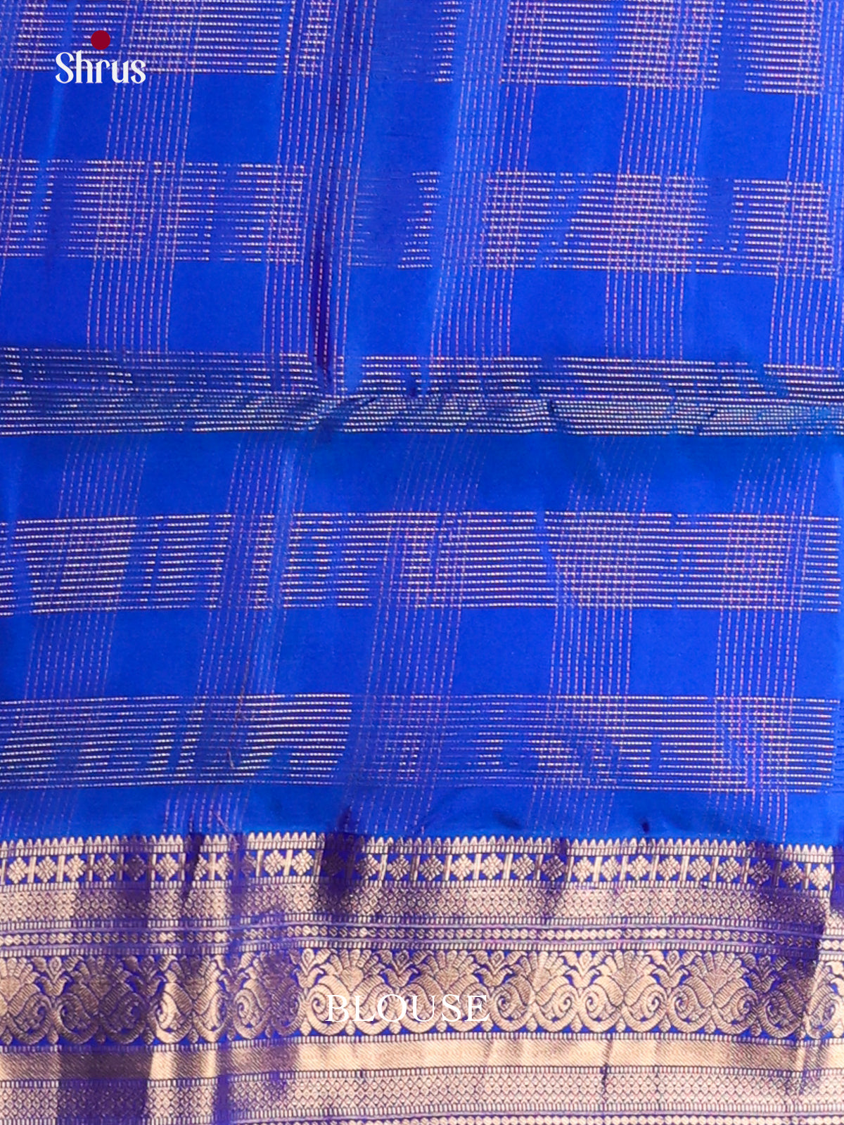 Lavender & Blue  Soft Silk  Saree with gold zari checks , rich traditional border -2