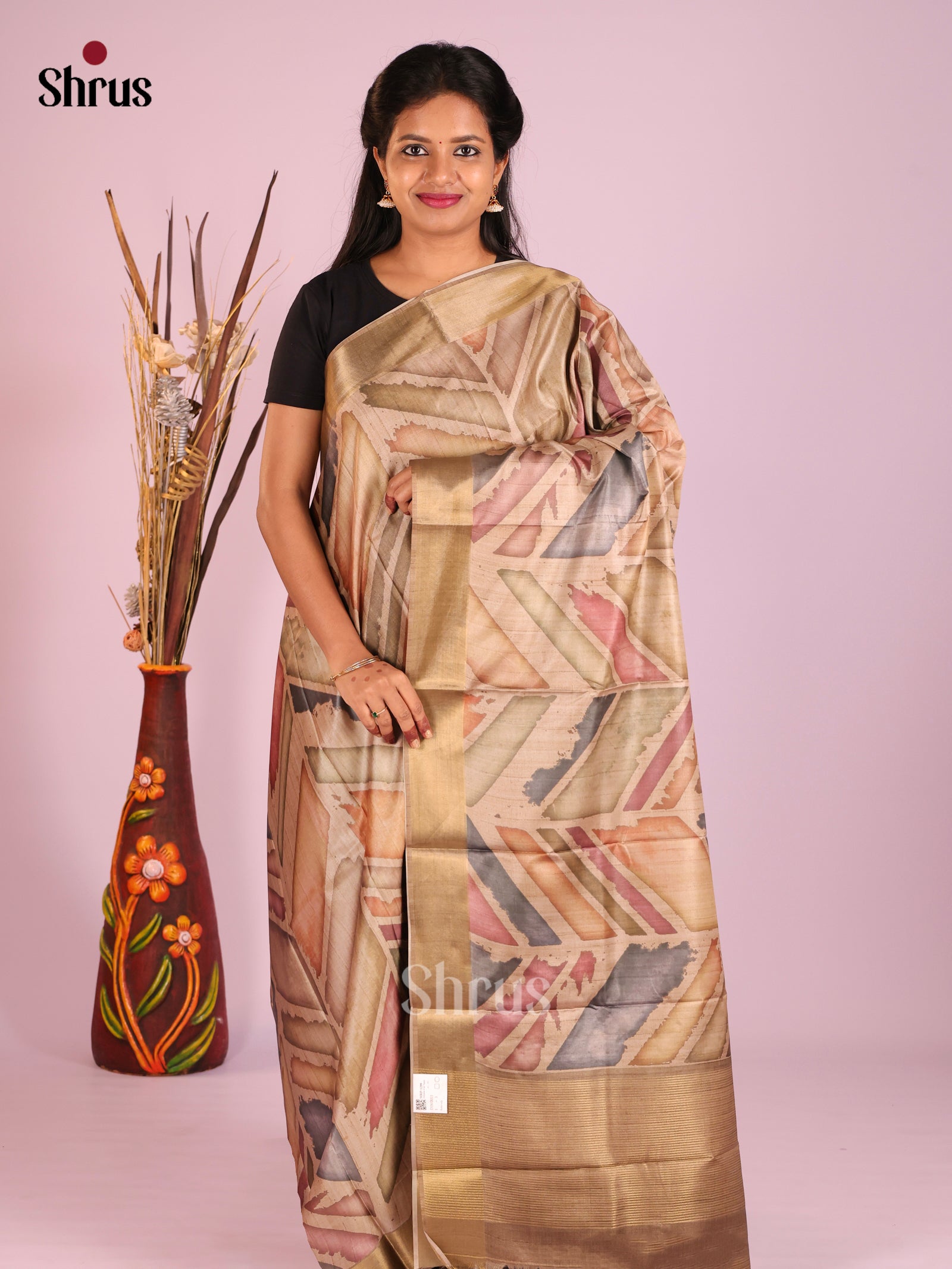 Light Brown - Butter silk Saree
