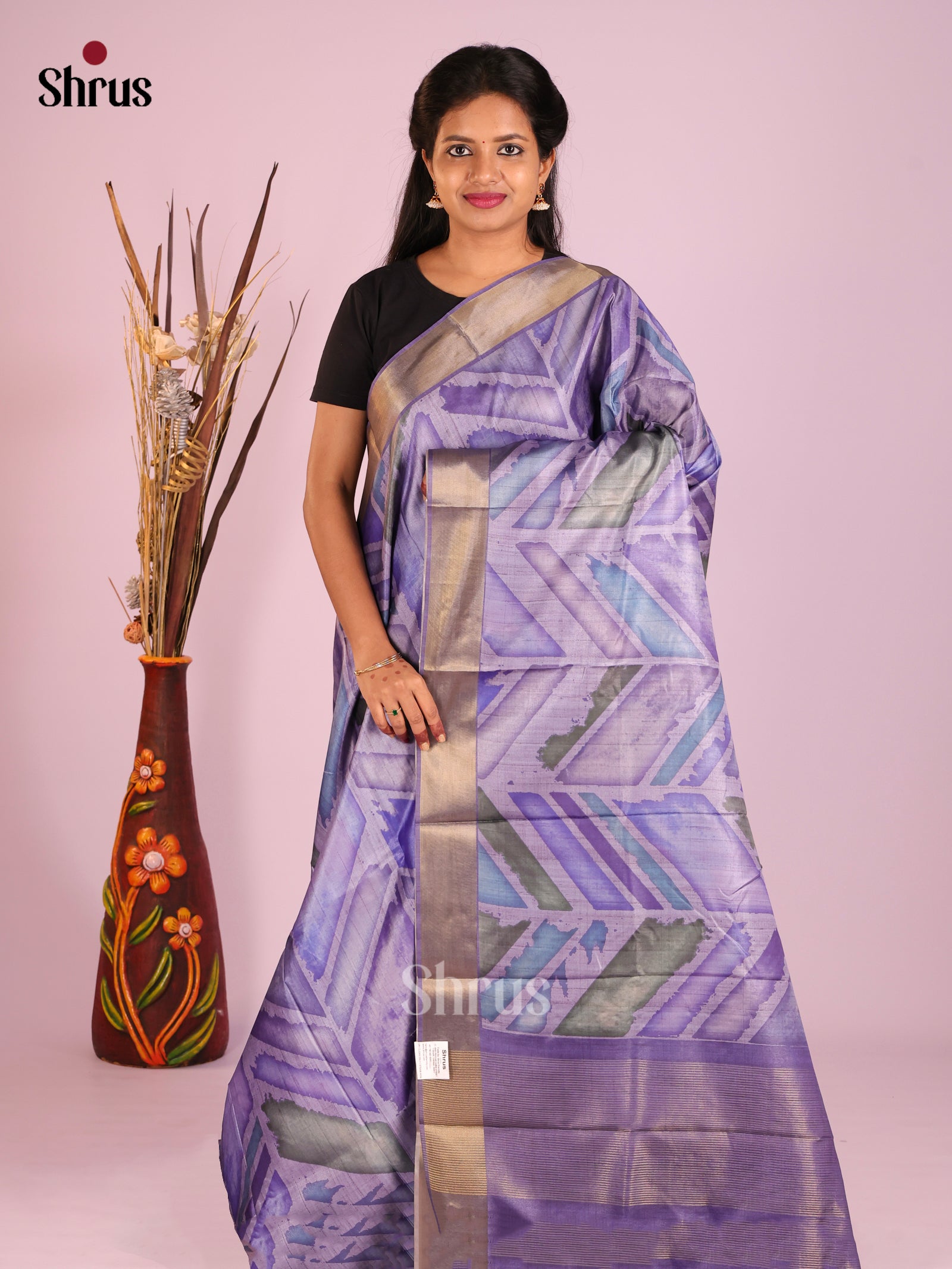 Lavender & Purple- Butter silk Saree