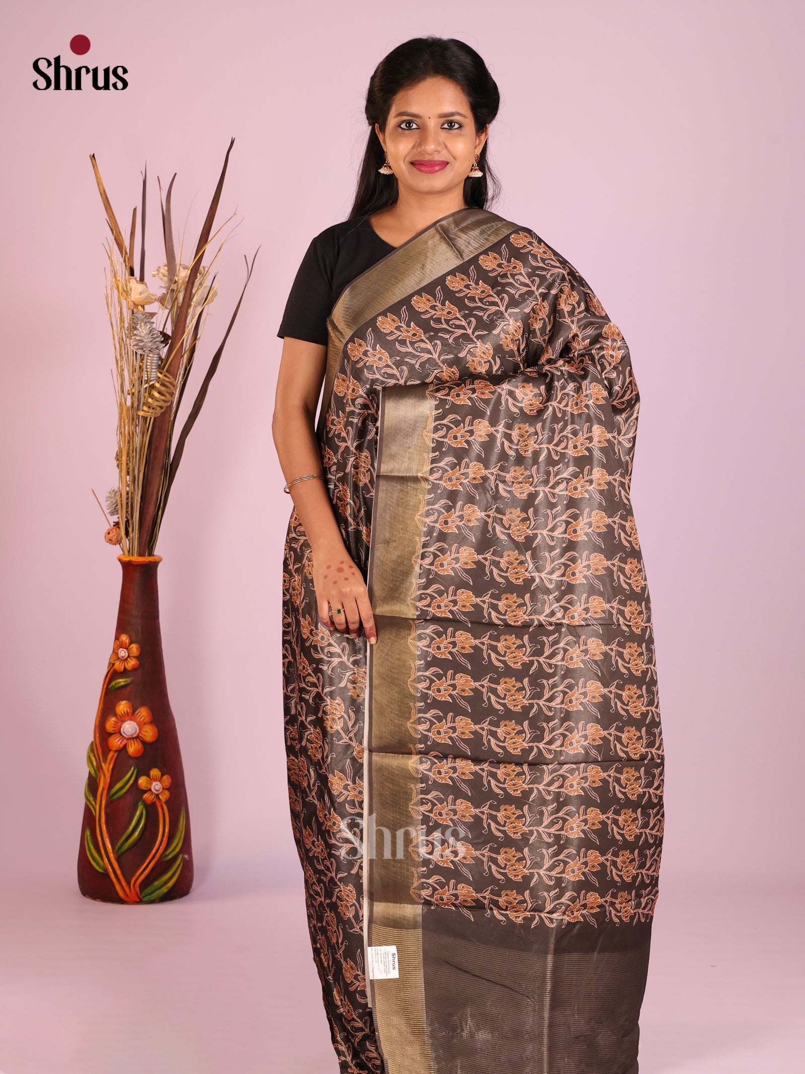 Elephant Grey - Butter silk Saree