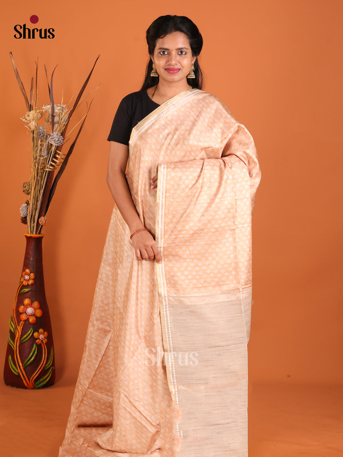 Peach- Semi matka Saree