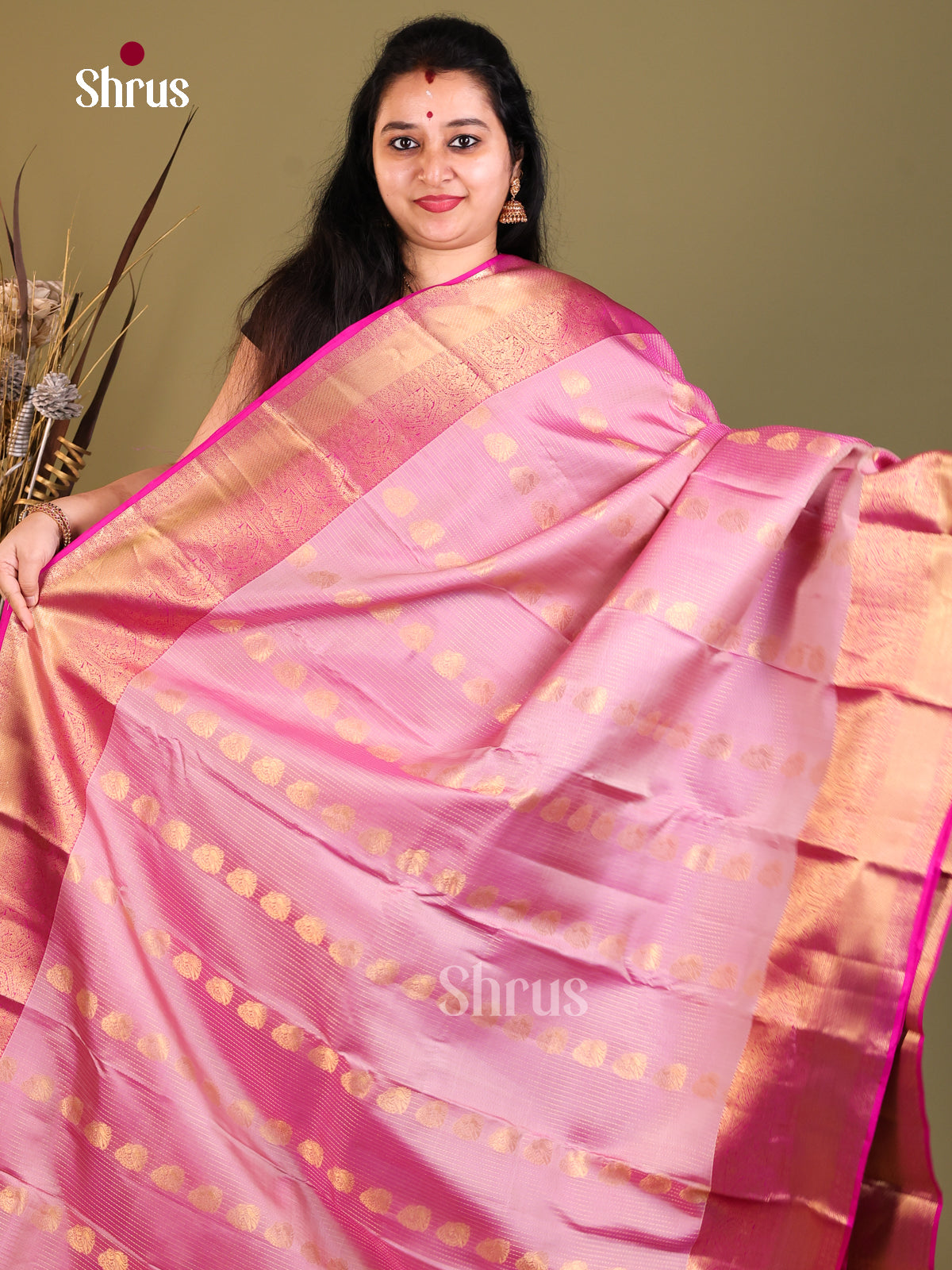 DIS05073 - Kanchipuram-halfpure Saree - Shop on Shrus.com