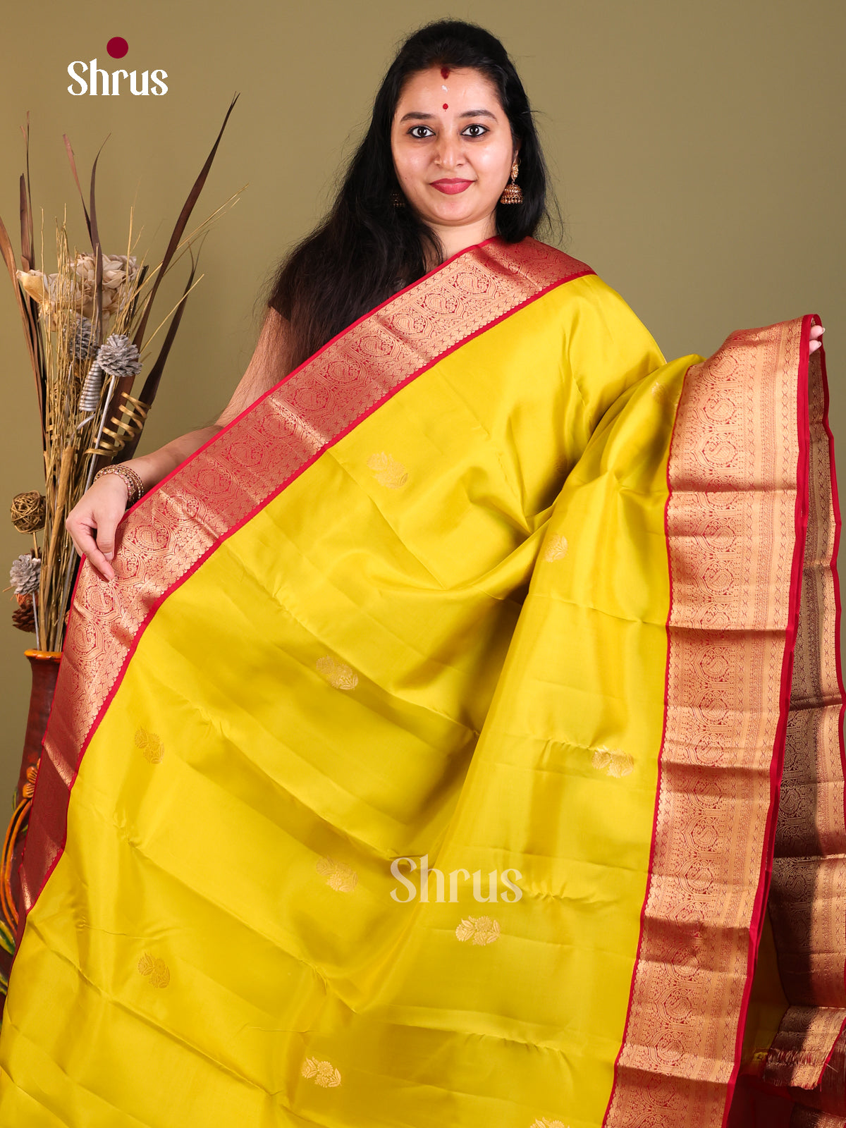 Mathulir Green & Red - Kanchipuram-halfpure Saree - Shop on Shrus.com