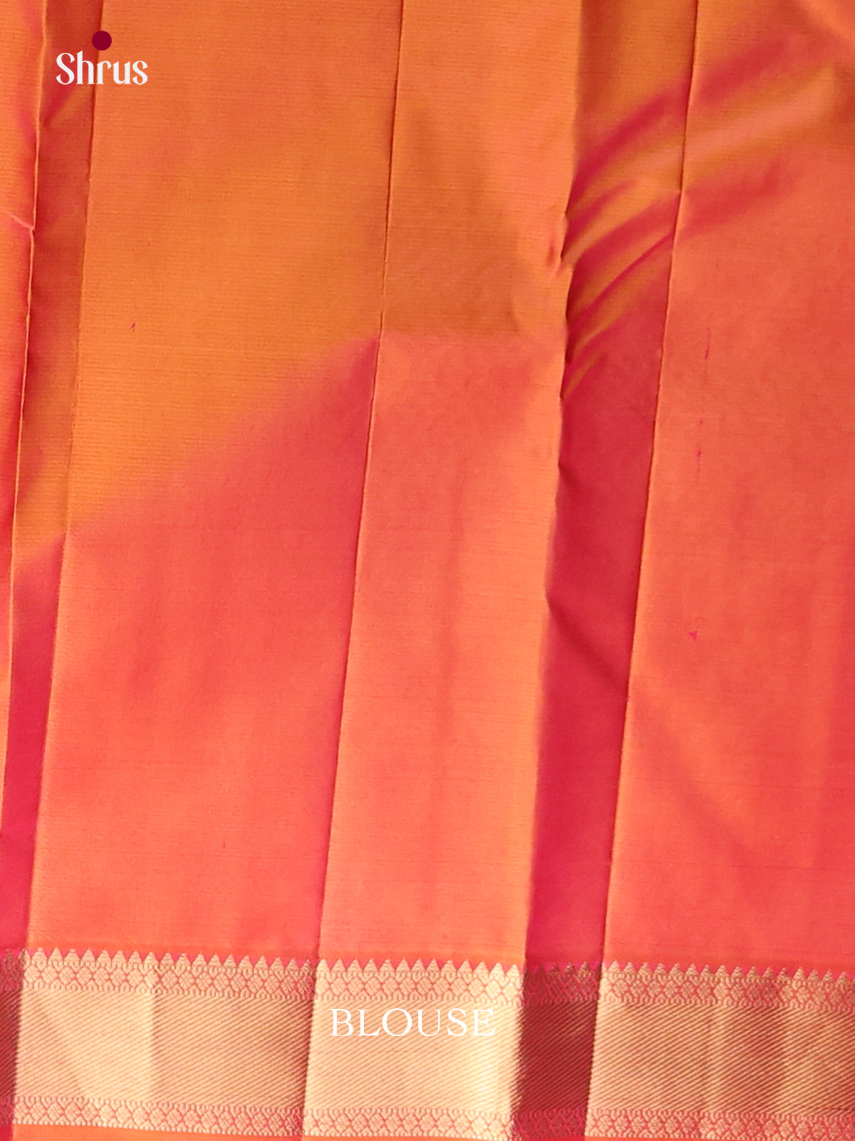 red orange gold Kanchipuram Butta design Saree -2