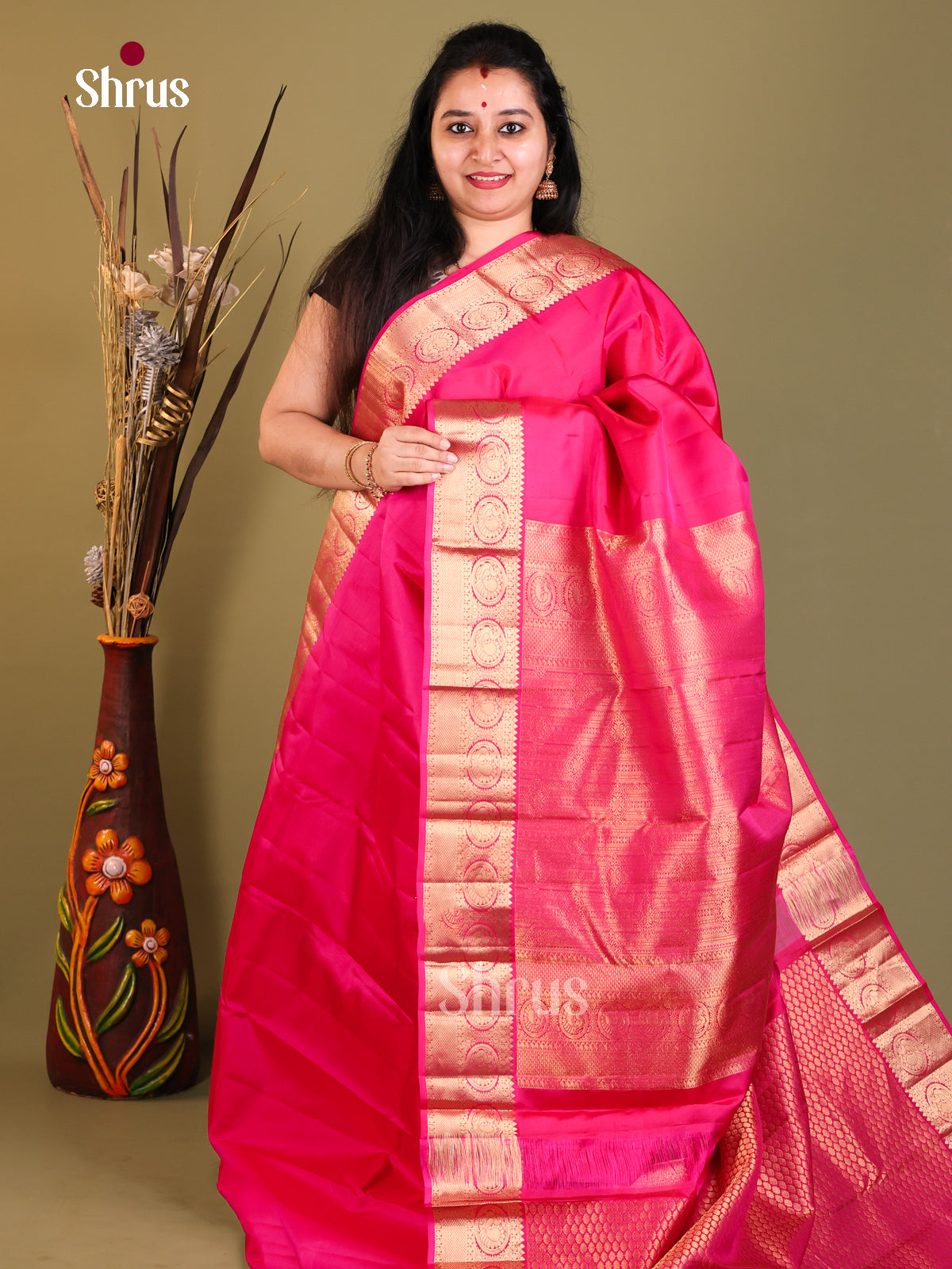 beatiful pink and gold zari Kanchipuram silk Saree