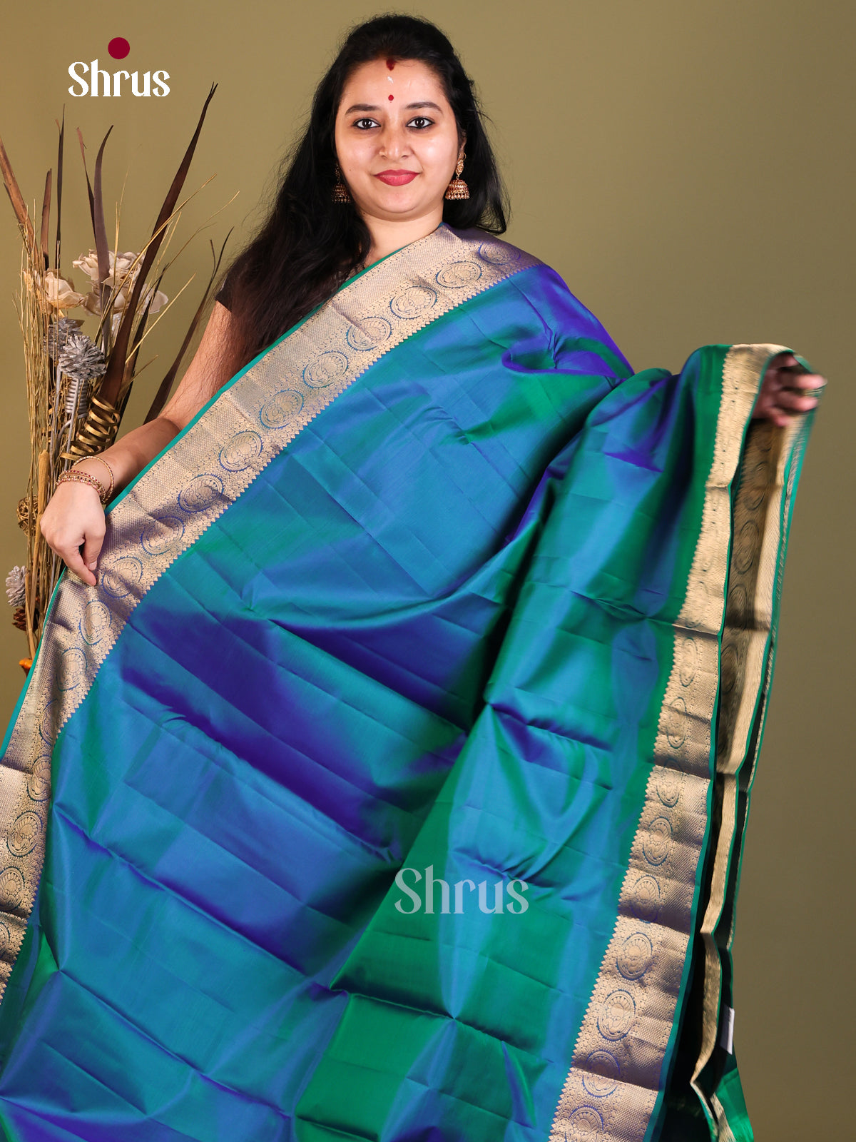 Blue with zari Kanchipuram silk (HR) Saree -1