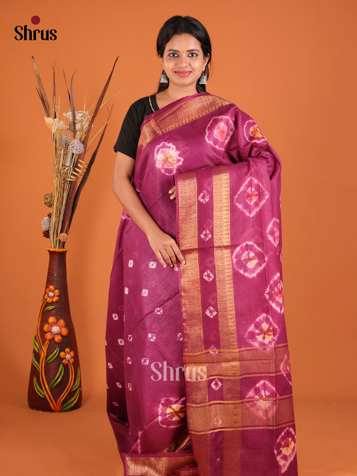 DIS05291 - Shibori Saree - Shop on Shrus.com