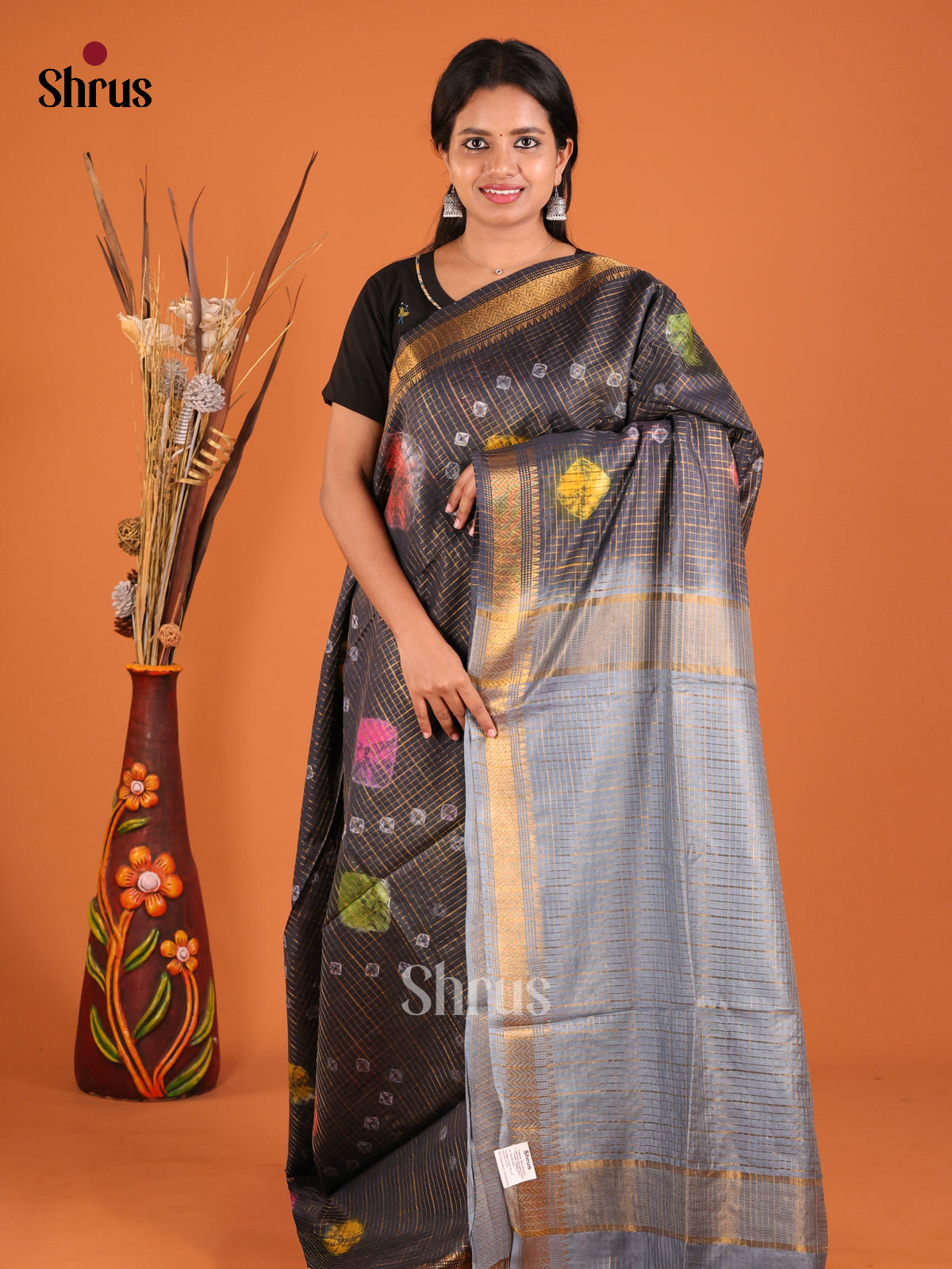 DIS05413 - Shibori Saree - Shop on Shrus.com