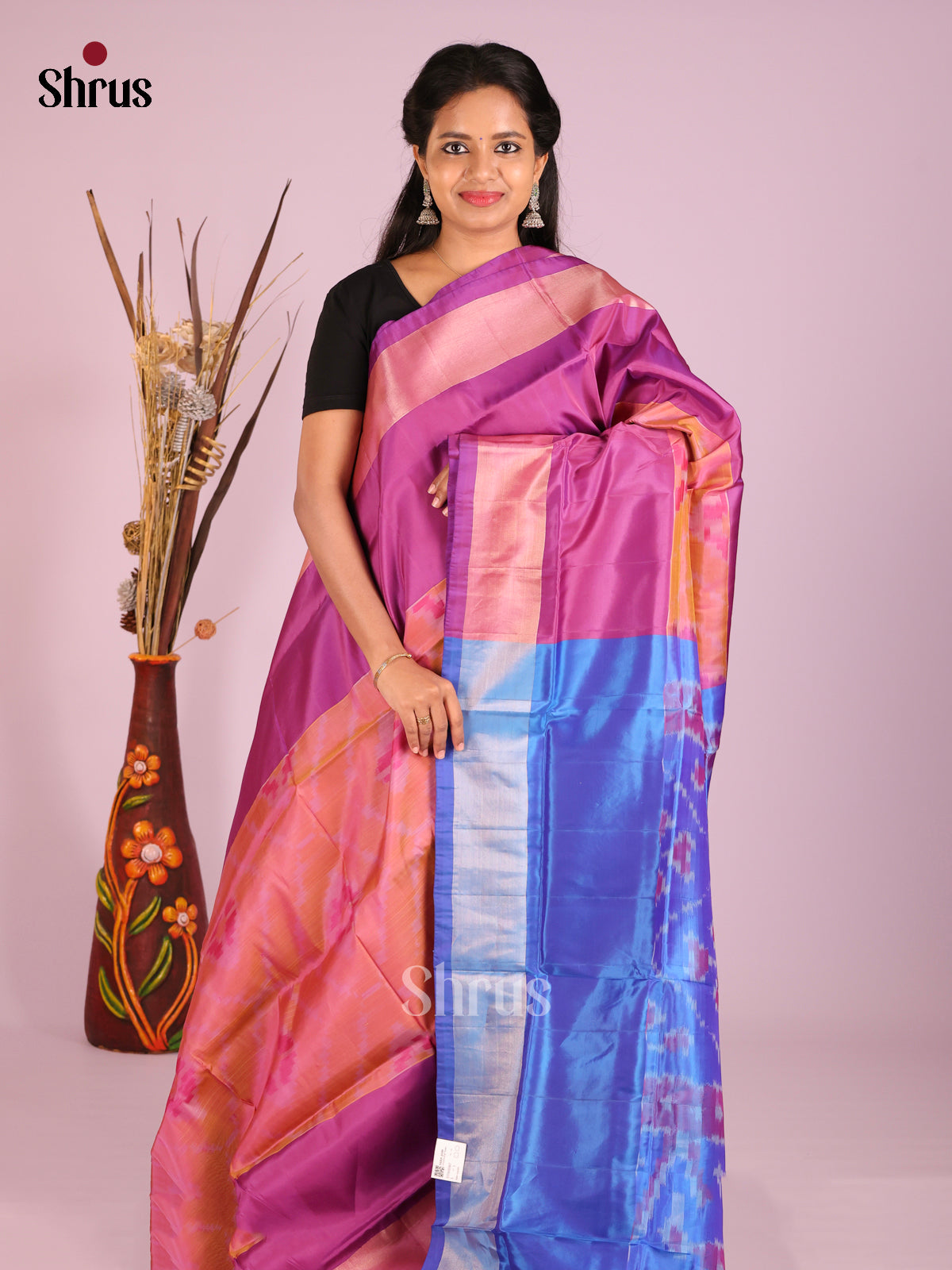 brick & Blue- Semi uppada Saree