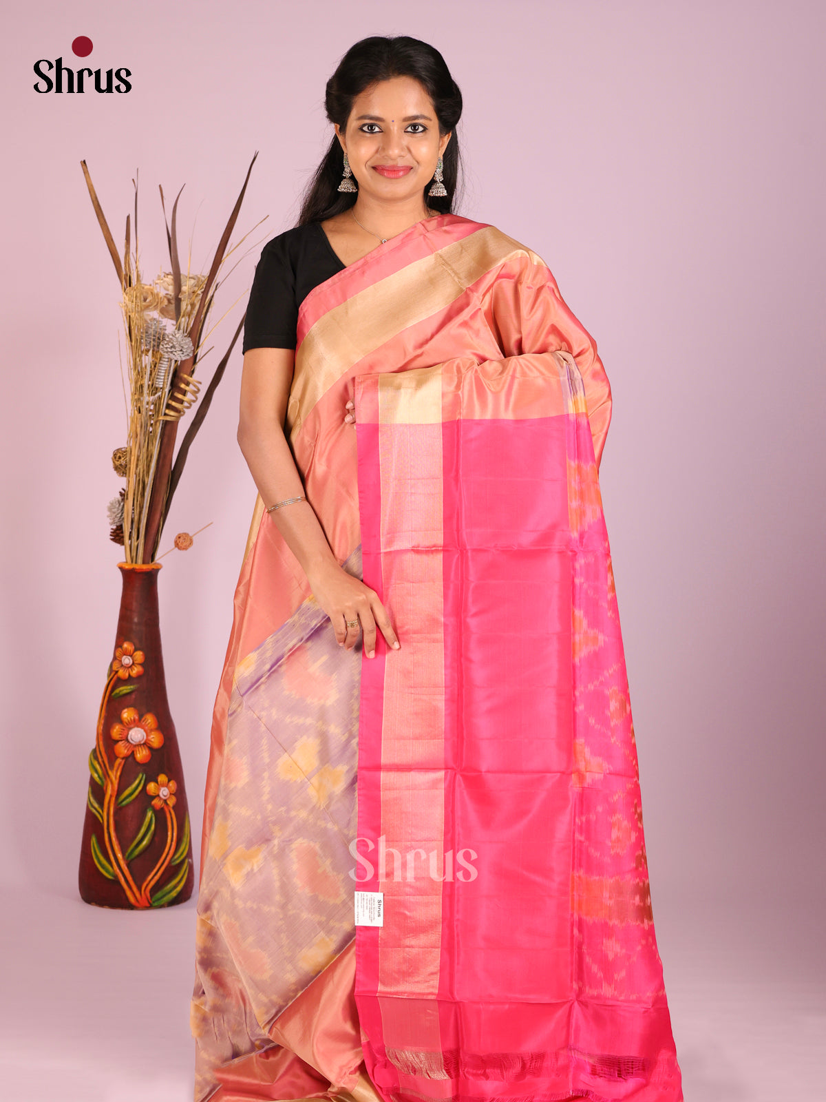 Lavender & Pink - Semi uppada Saree - Shop on Shrus.com