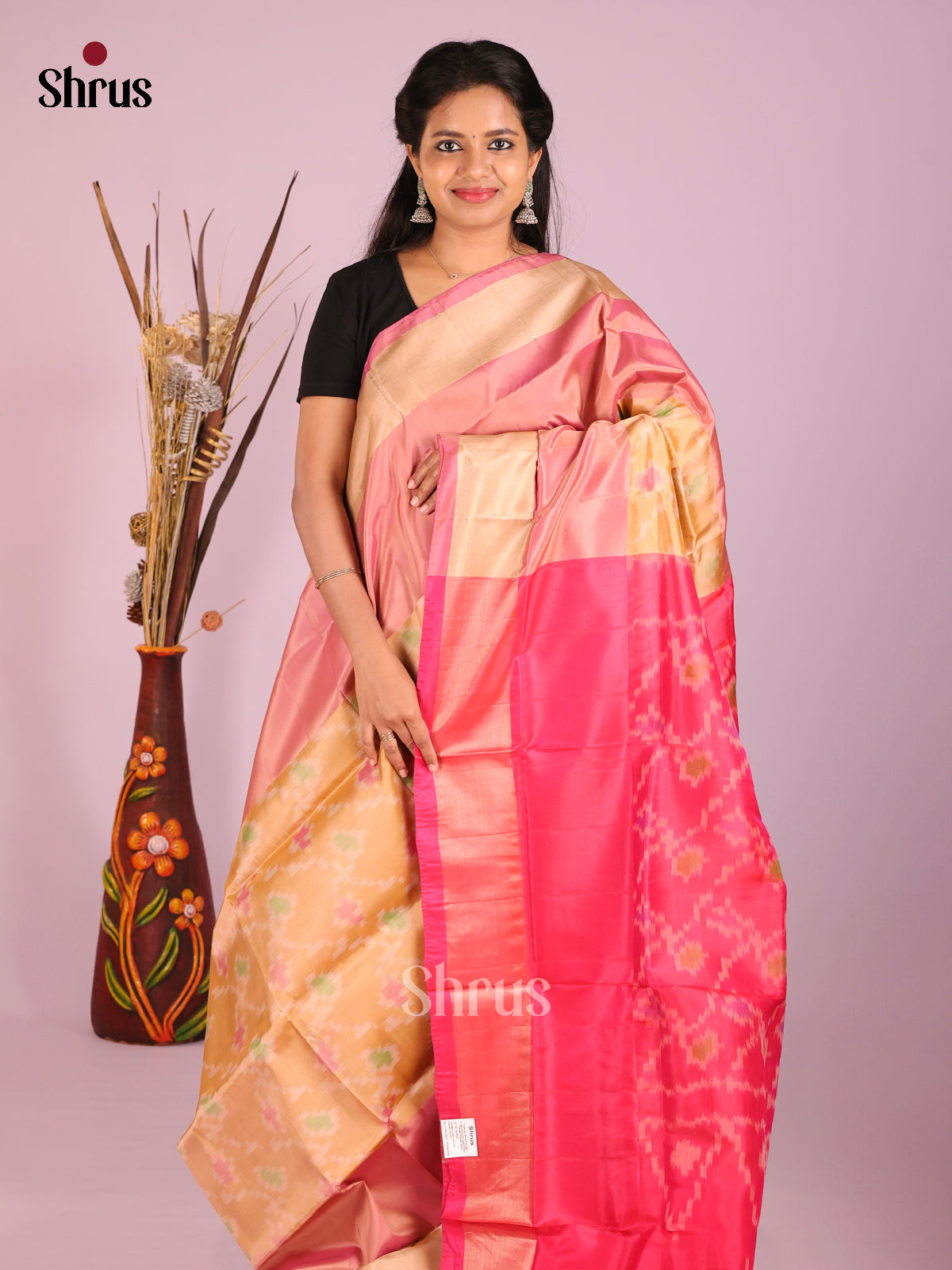 Peach & Red- Semi uppada Saree - Shop on Shrus.com