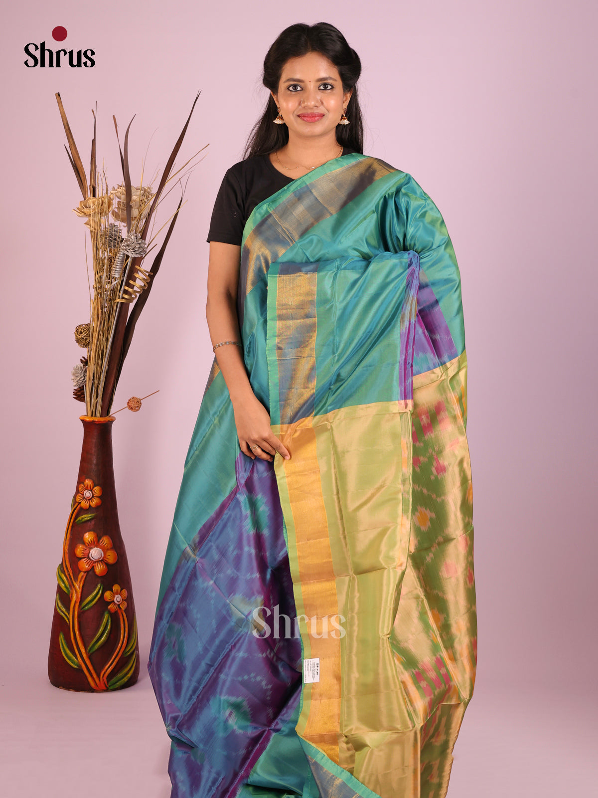 Purple & Green - Semi uppada Saree - Shop on Shrus.com