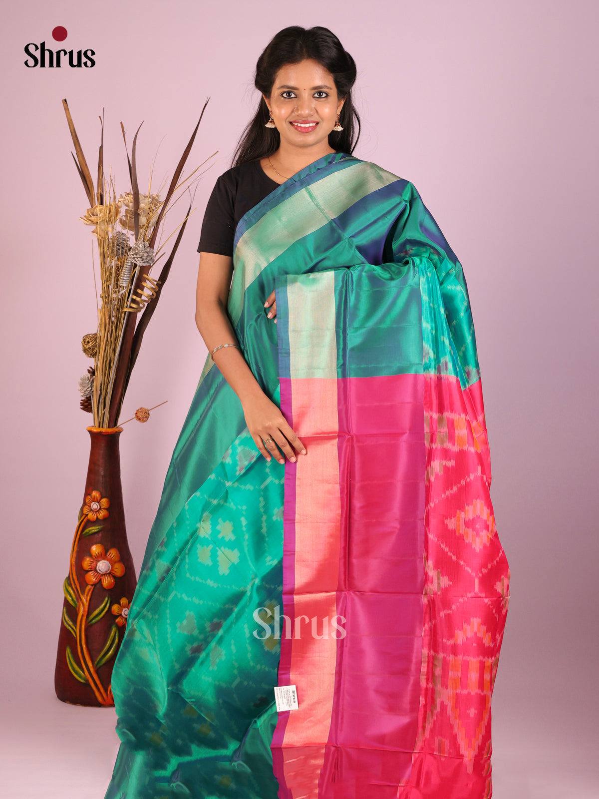 Green & Maroon- Semi uppada Saree - Shop on Shrus.com