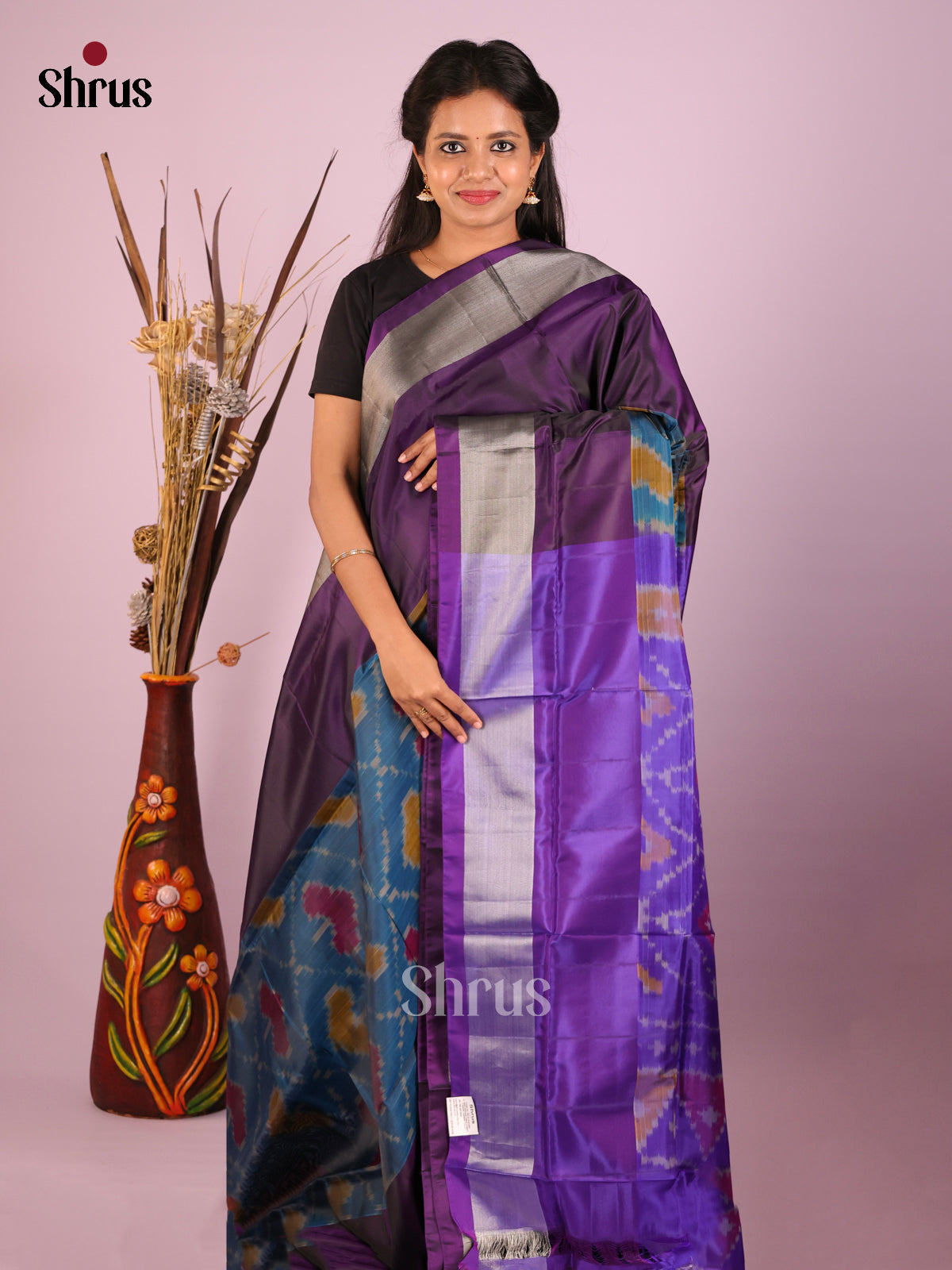 Blue & Purple- Semi uppada Saree