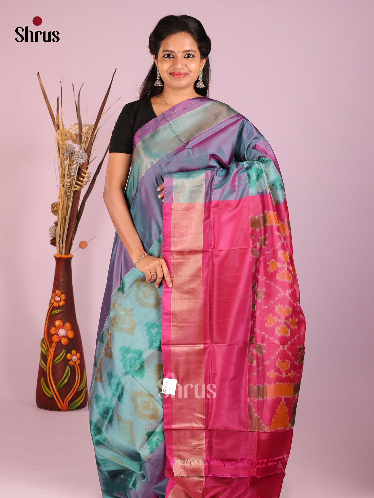 Green & Maroon - Semi uppada Saree