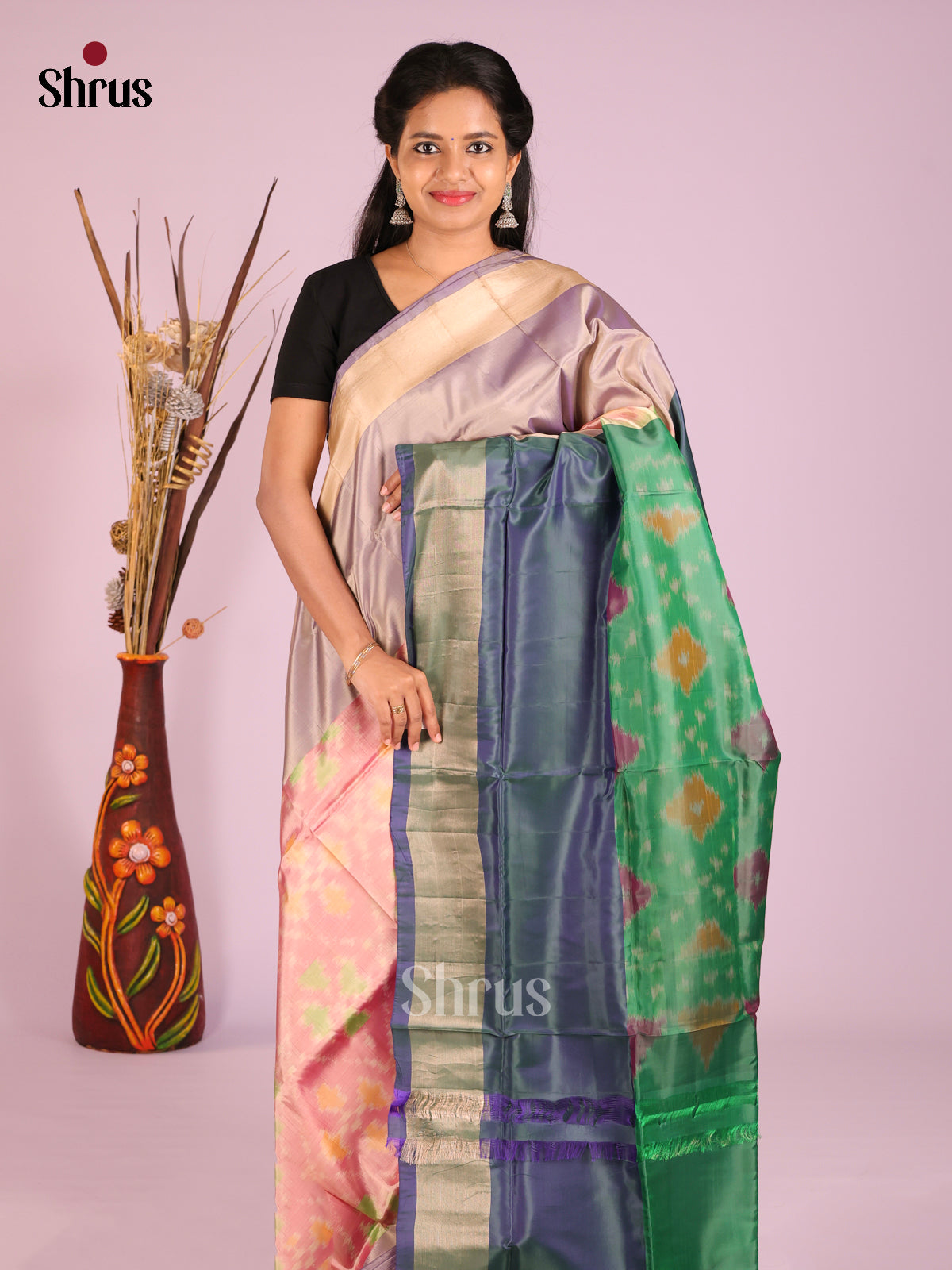 Pink & Green- Semi uppada Saree