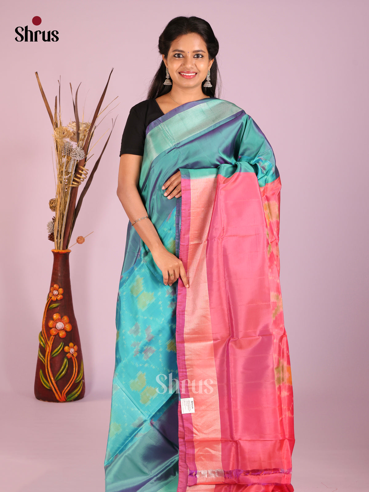 Blue & Maroon- Semi uppada Saree