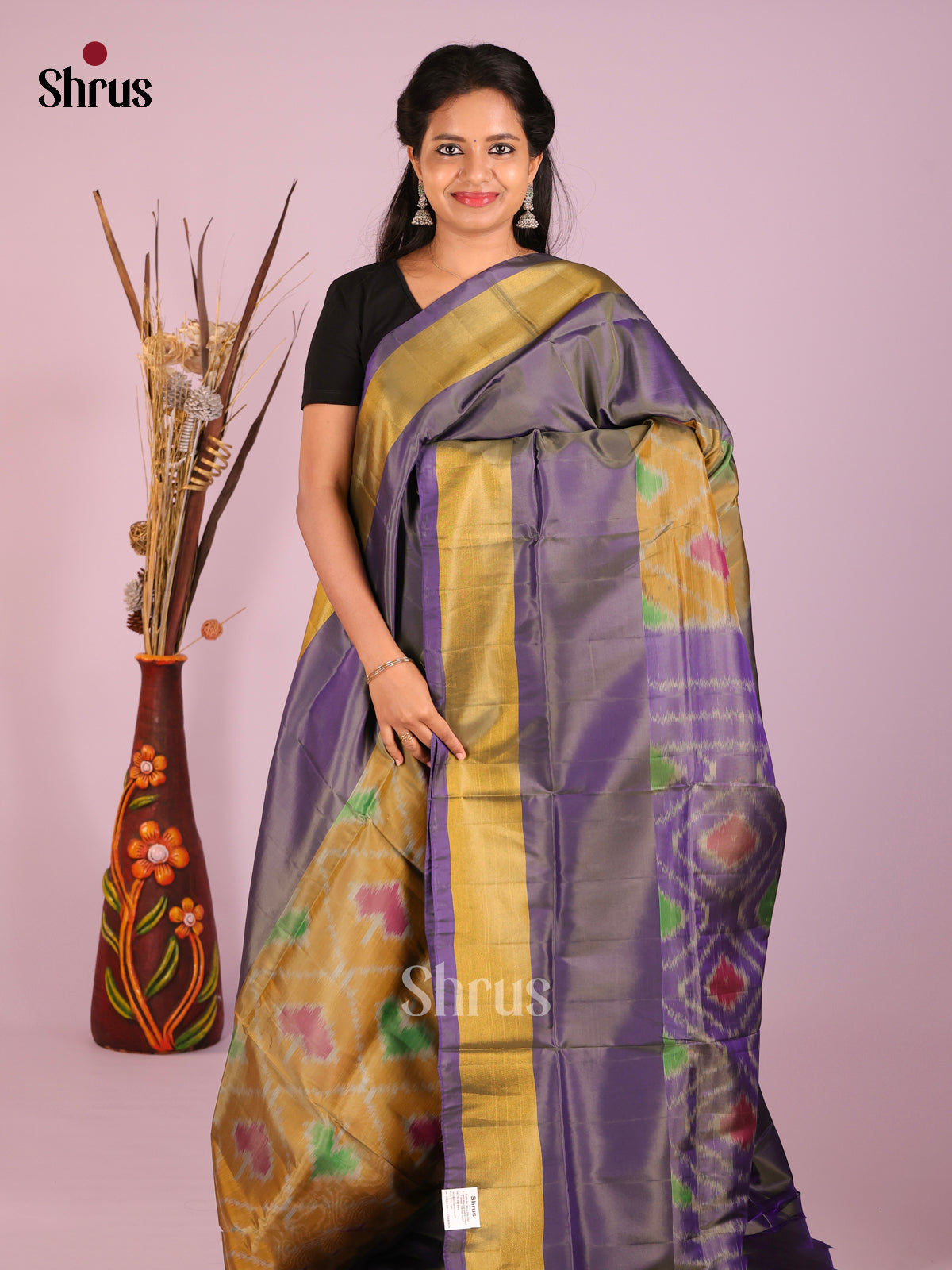 Gold & Purple - Semi uppada Saree - Shop on Shrus.com