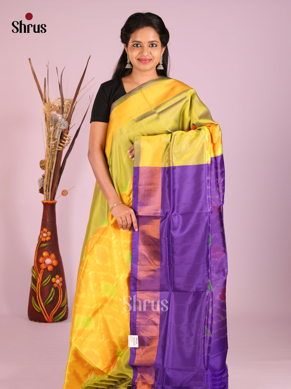 Mustard & Violet- Semi uppada Saree