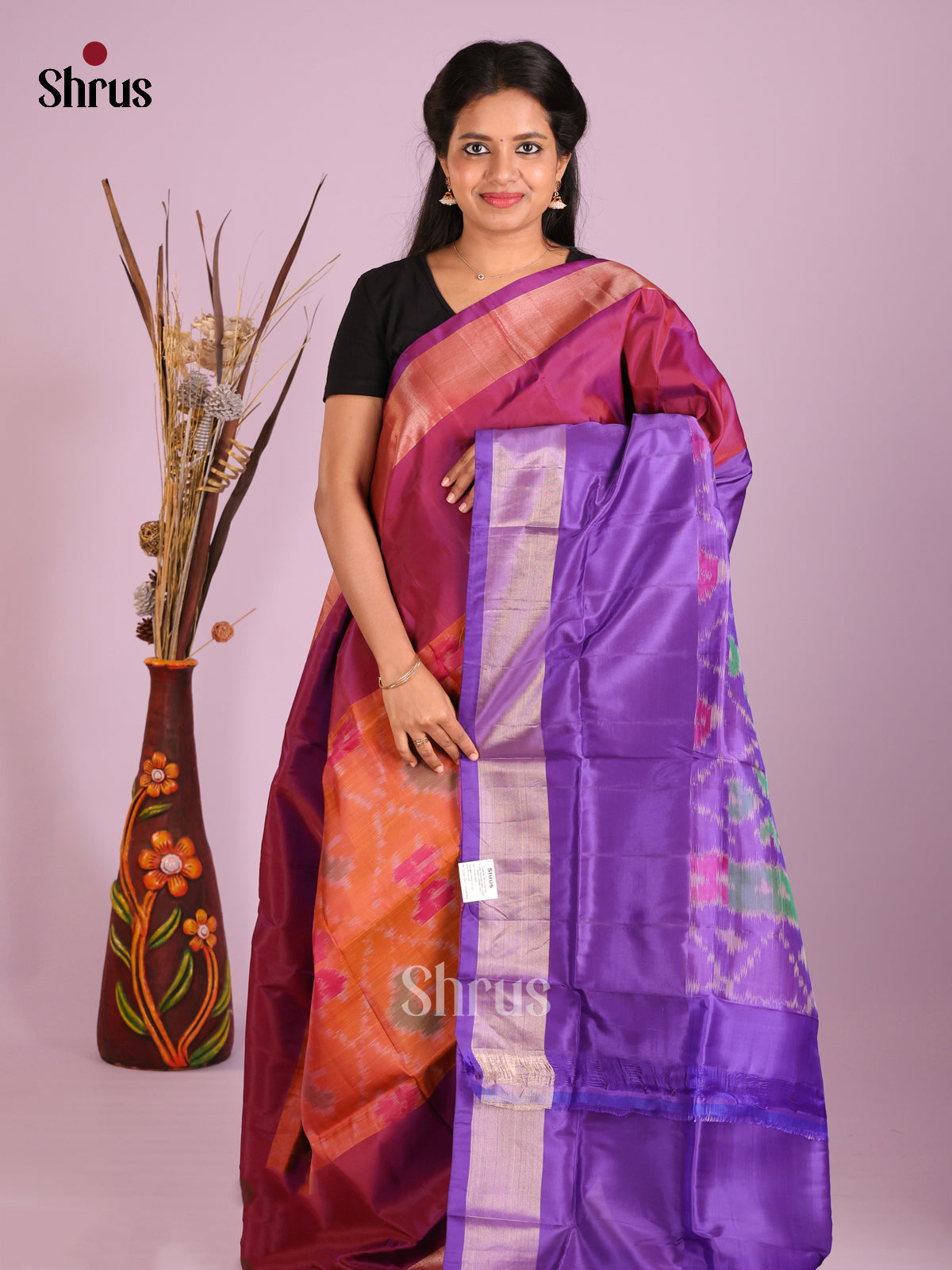 Brick & Purple- Semi uppada Saree