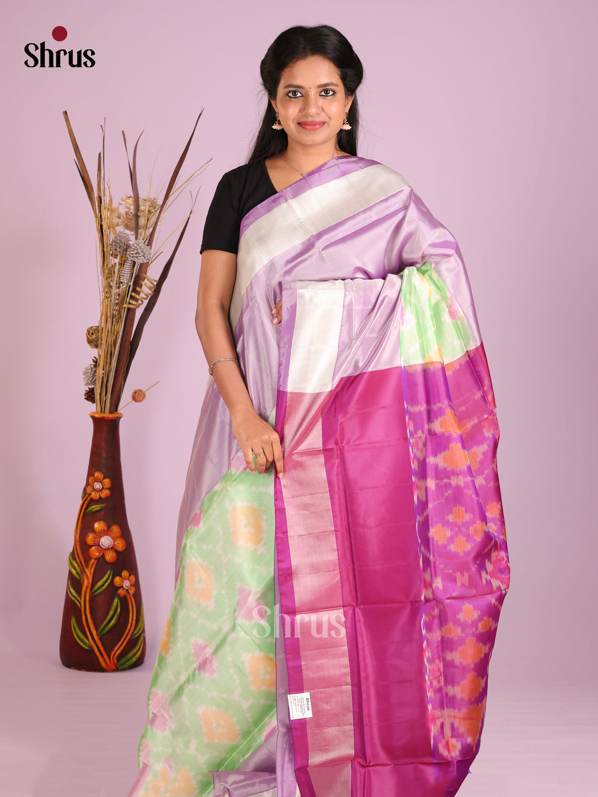 Pista Green & Purple - Semi uppada Saree - Shop on Shrus.com