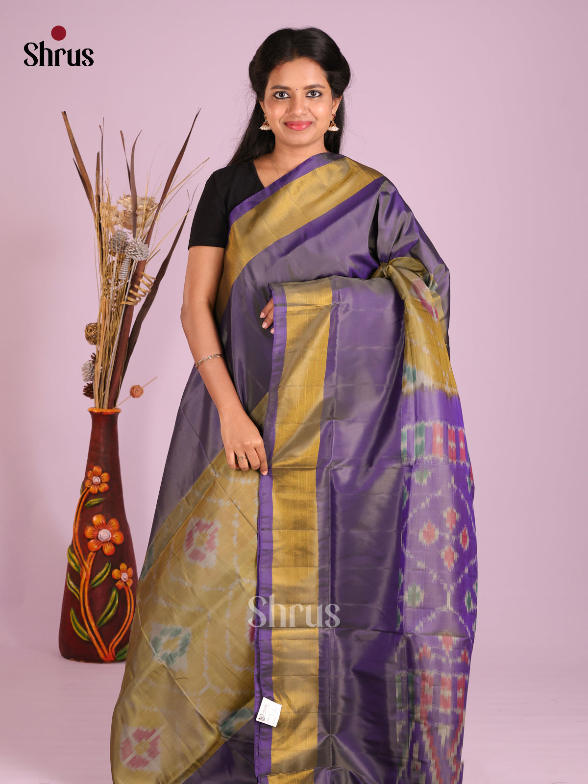 Green & Violet - Semi uppada Saree - Shop on Shrus.com