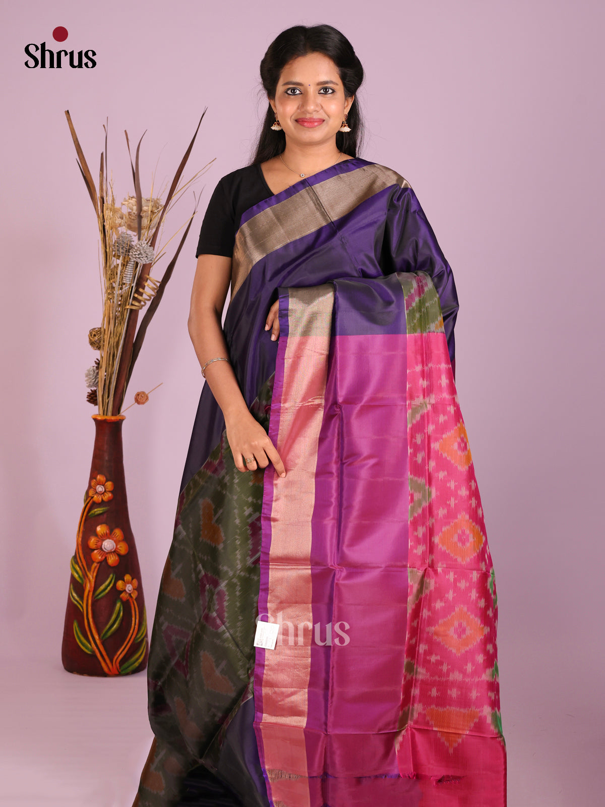 Green & Purple - Semi uppada Saree - Shop on Shrus.com