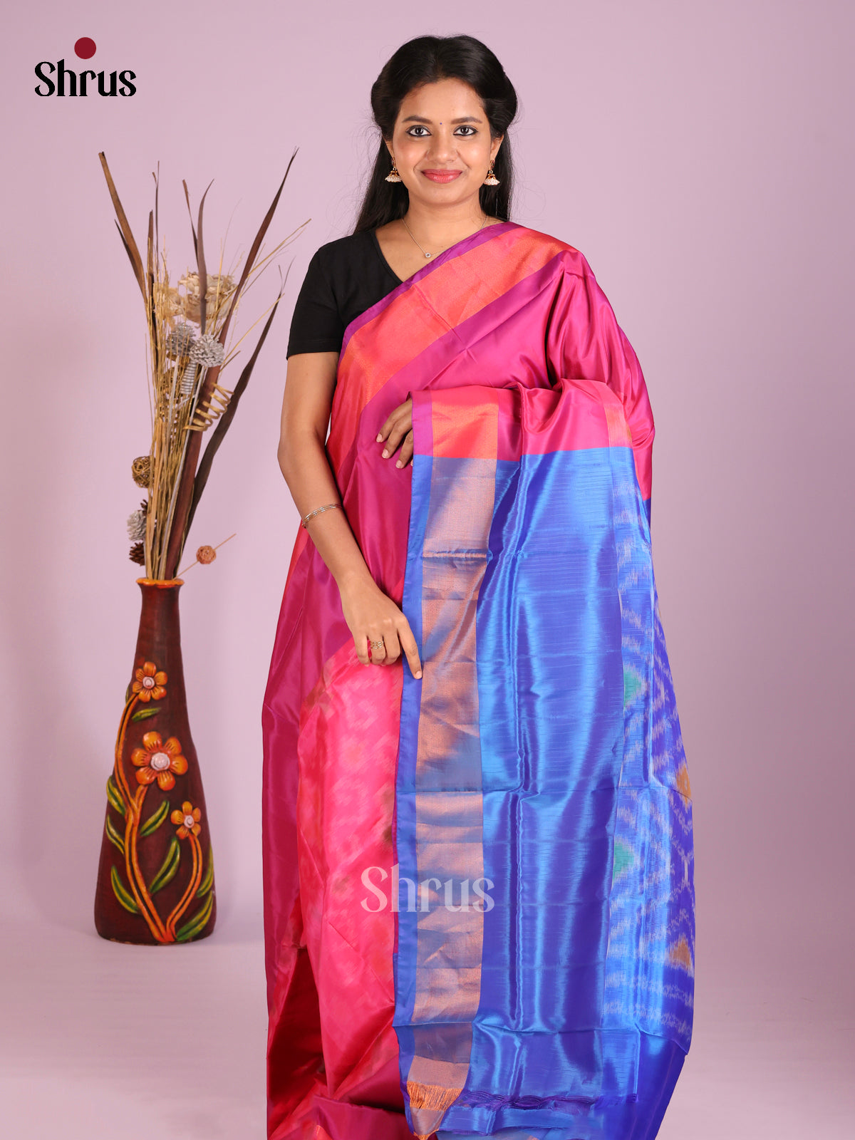 Pink & Blue- Semi uppada Saree