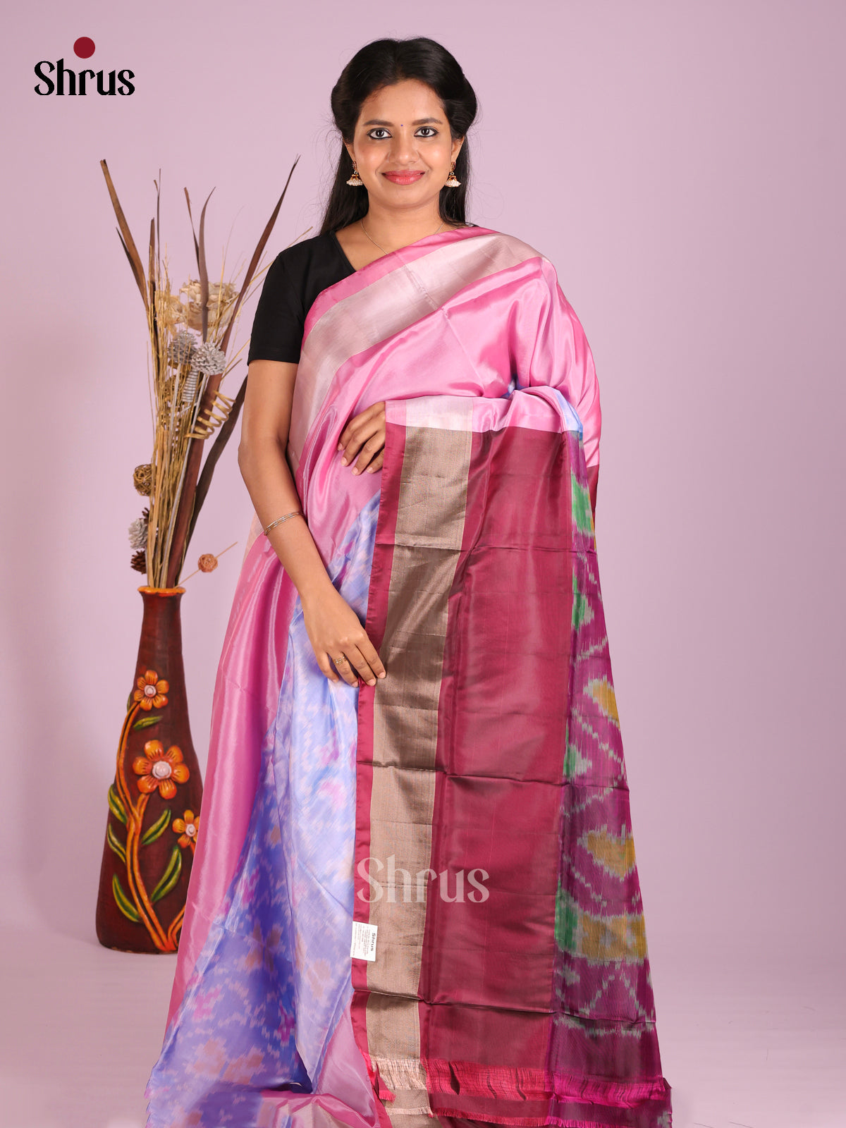 Lavender & Maroon - Semi uppada Saree