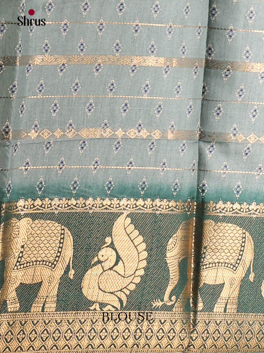 Grey & Green- Semi Crepe Saree - Shop on Shrus.com