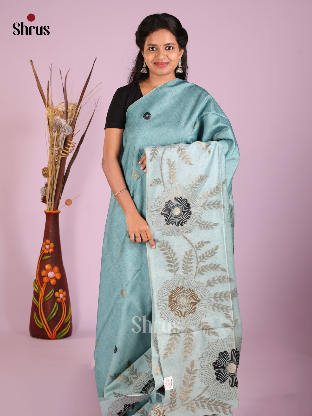 Pastel Blue - Semi Tussar Saree