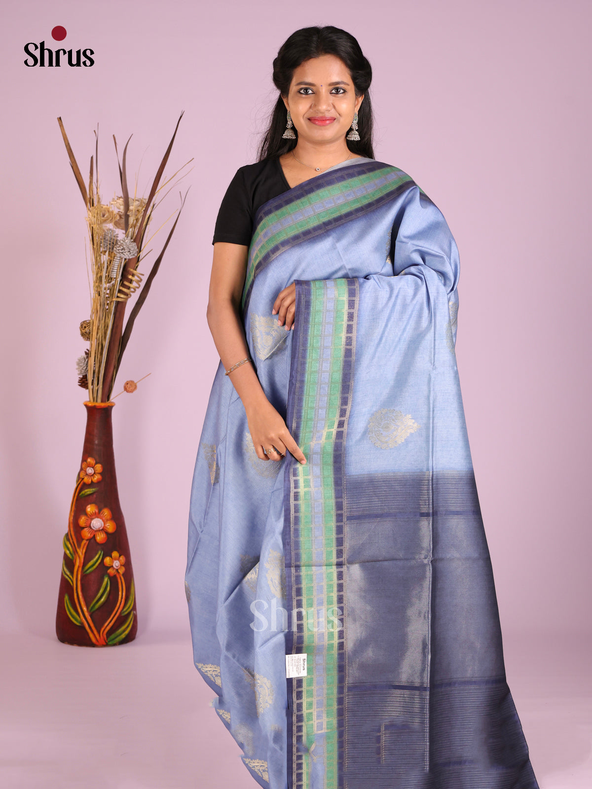 Blue & Green - Semi Tussar Saree