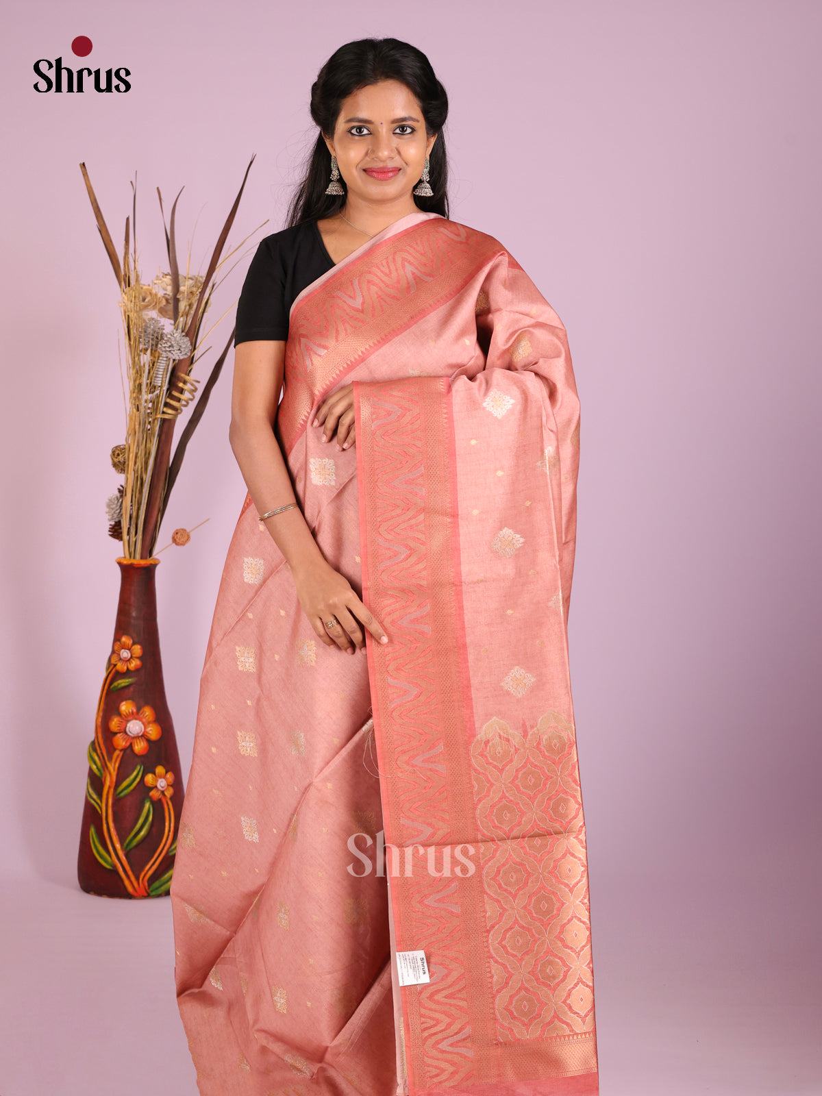 Dusty Brown - Semi Tussar Saree