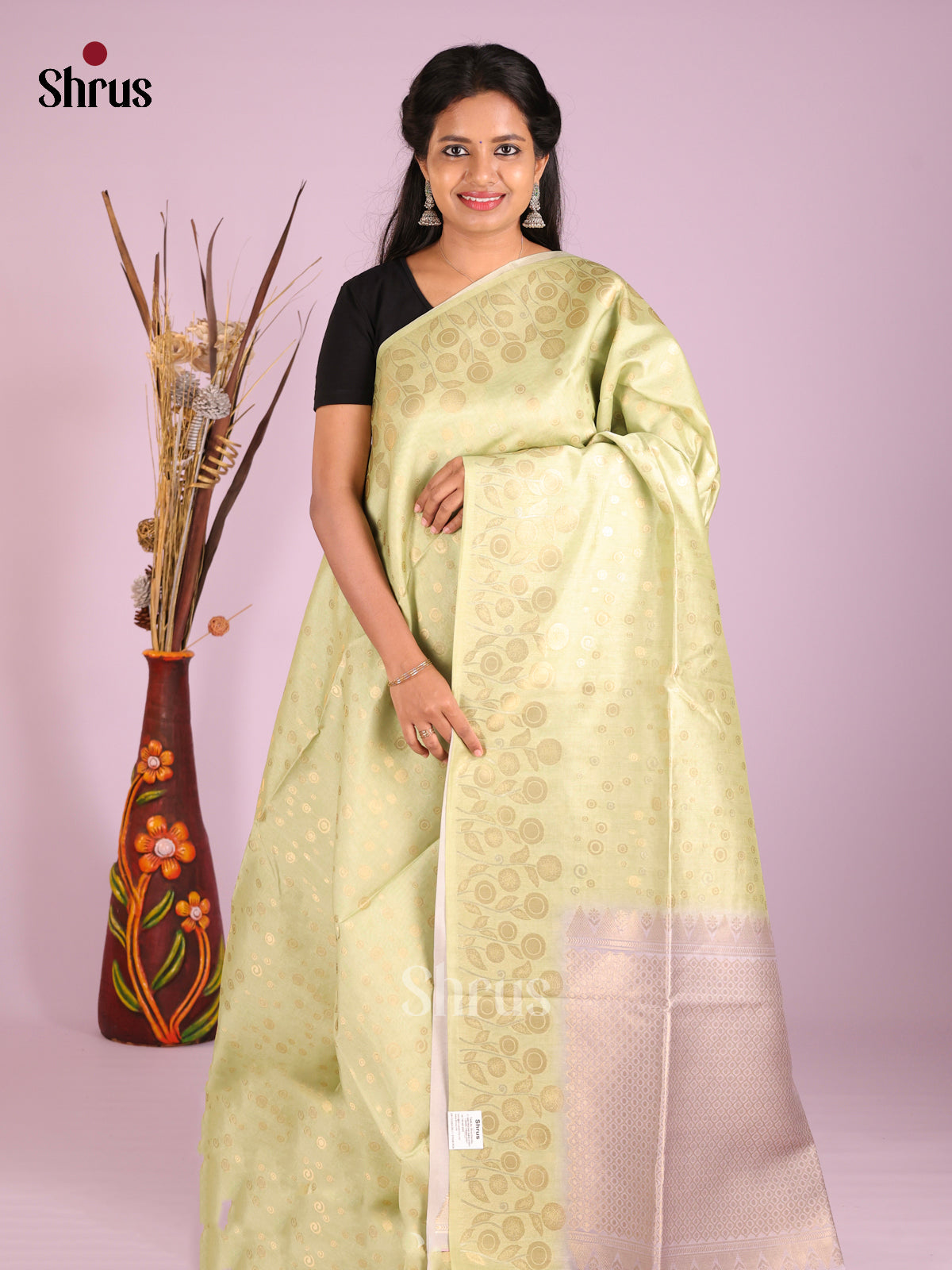 Pista Green & Lavender- Semi Tussar Saree