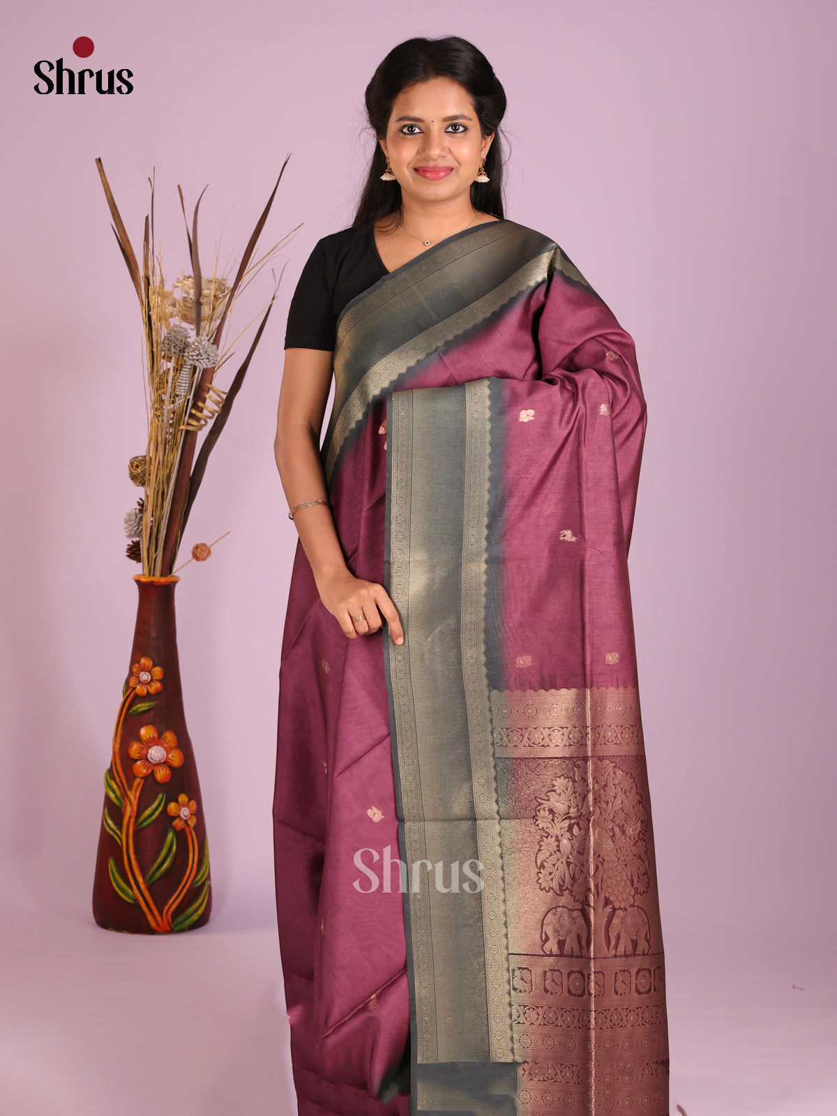 Maroon- Semi Tussar Saree