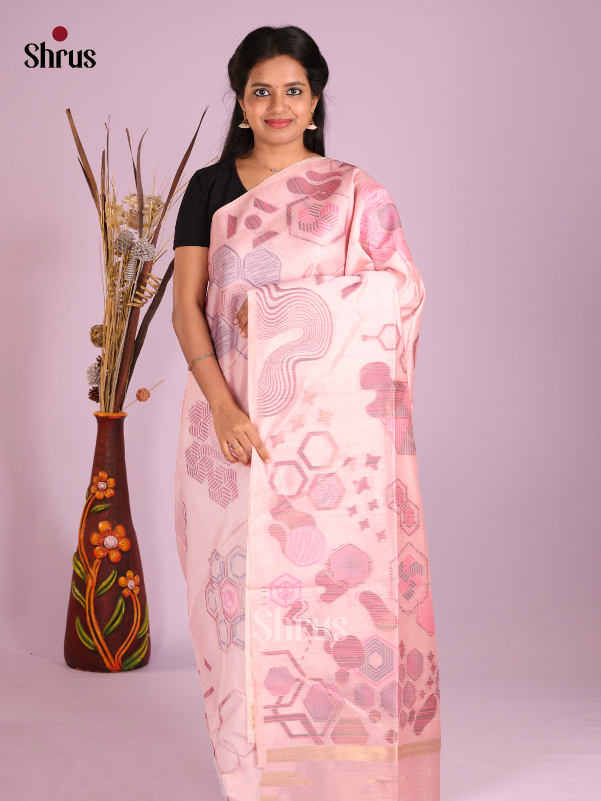 Pink - Semi Tussar Saree