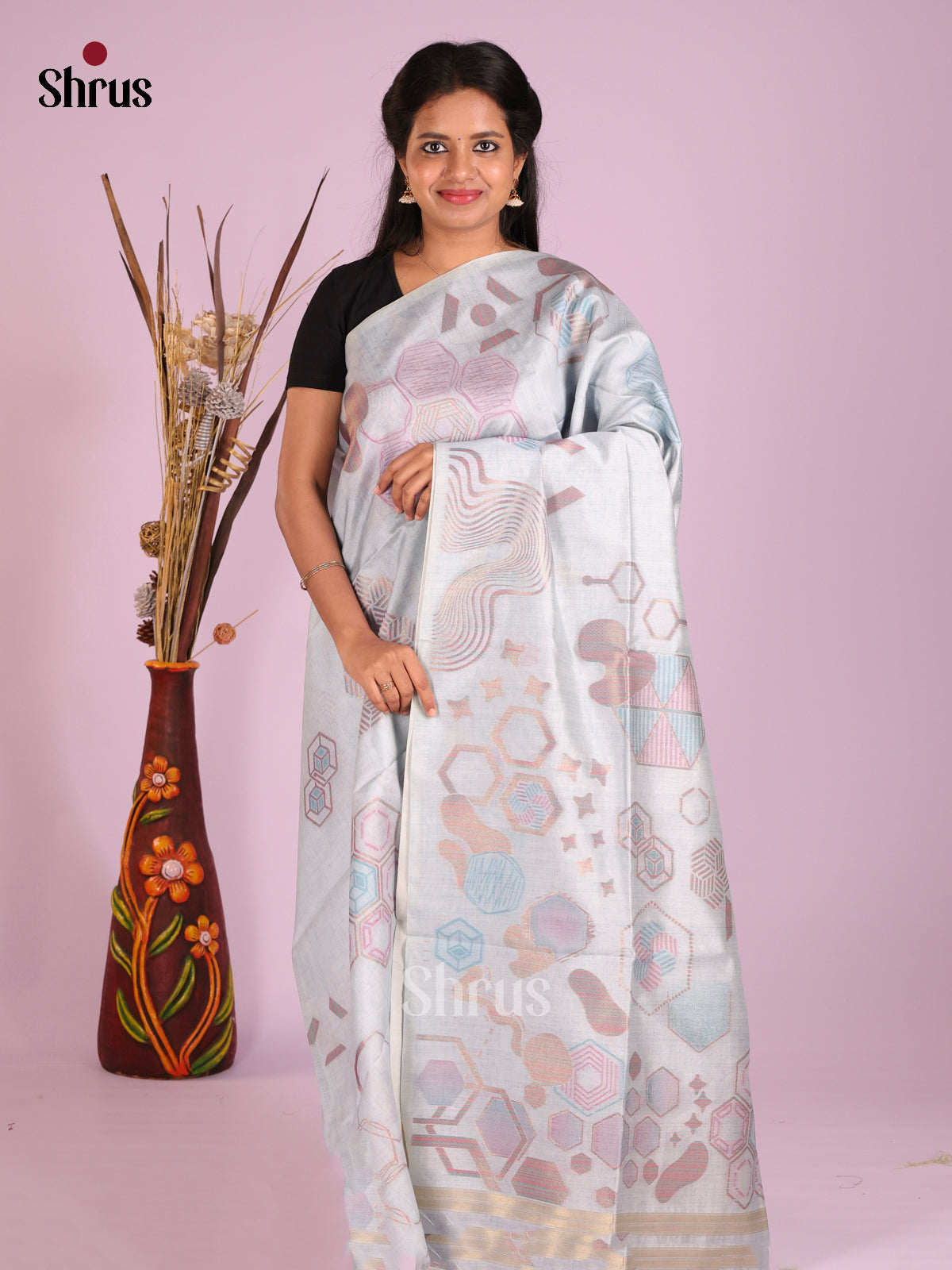 Pastel Blue- Semi Tussar Saree