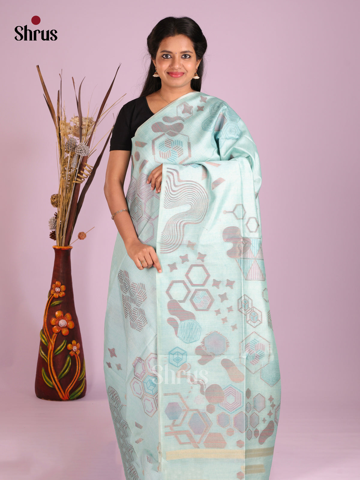 Pastel Blue - Semi Tussar Saree