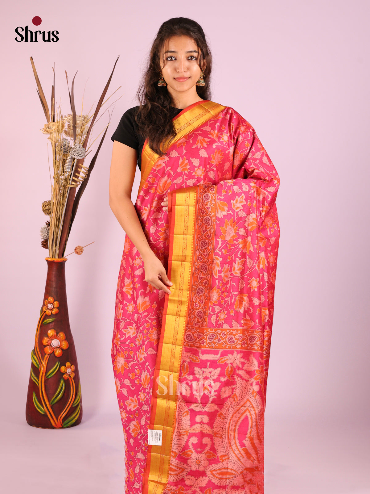 Pink & Orange - Semi Patola Saree