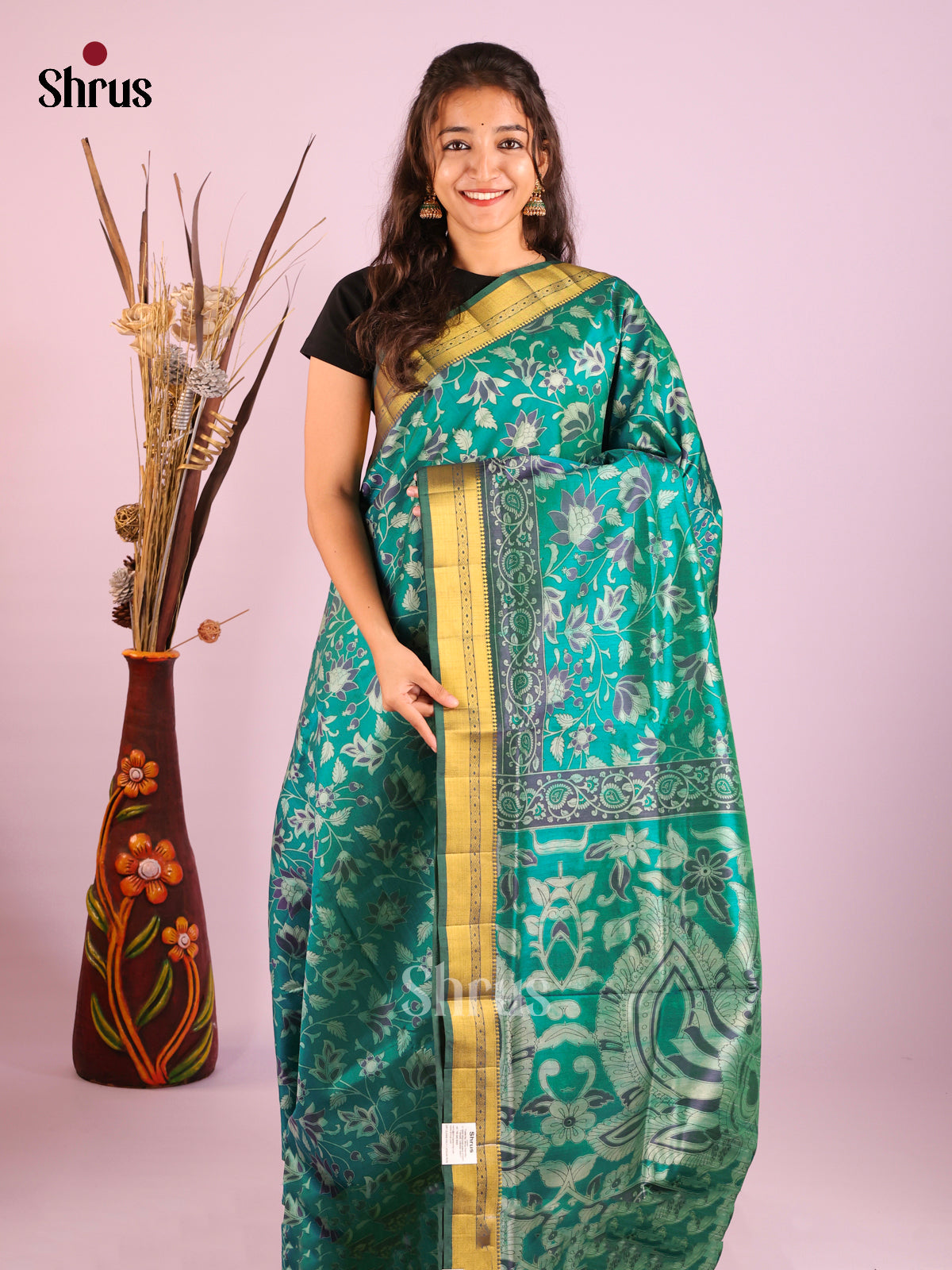 Green & Dark Green - Semi Patola Saree