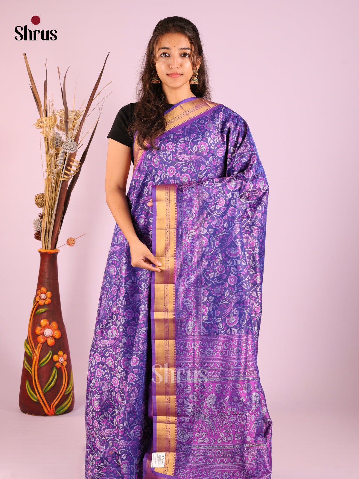 Blue & Purple - Semi Patola Saree