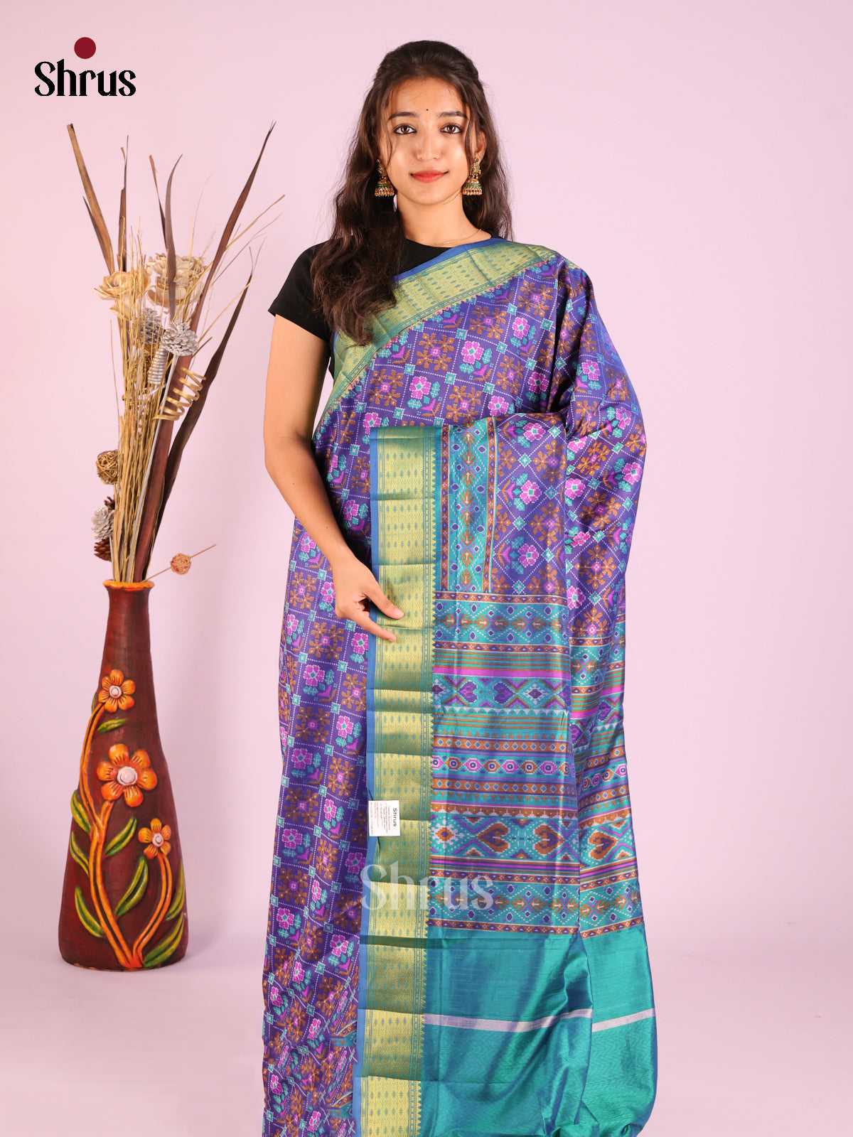 Blue- Semi Patola Saree