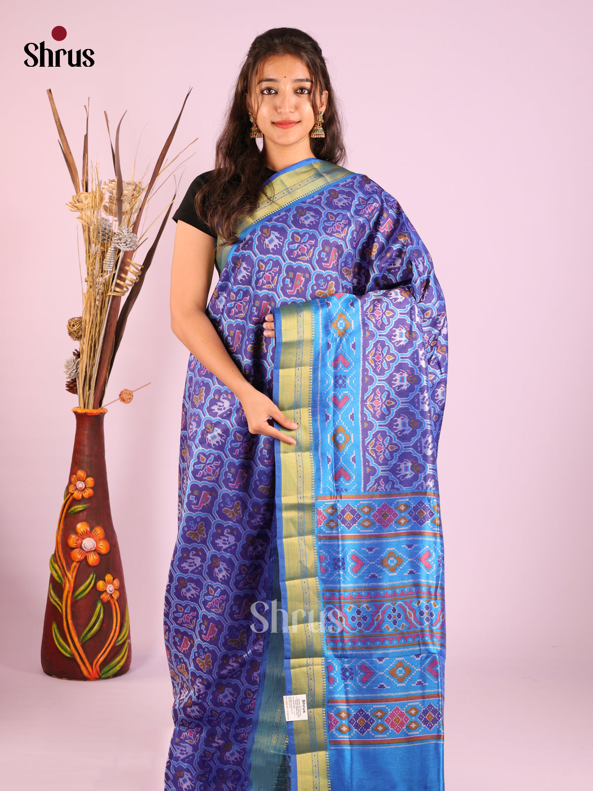 Blue - Semi Patola Saree