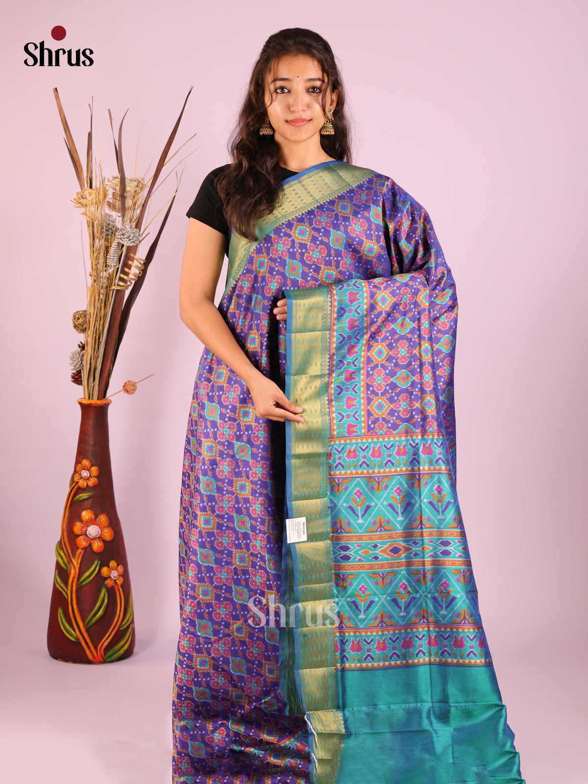 Blue - Semi Patola Saree