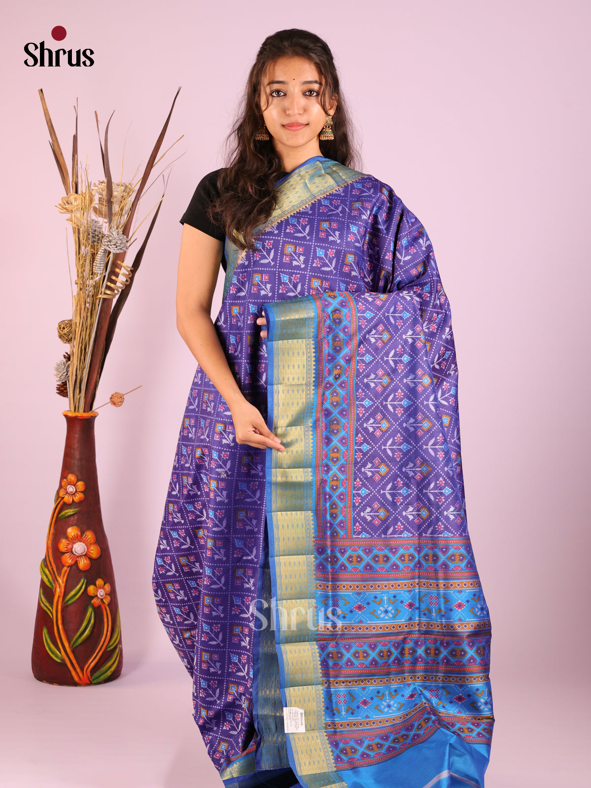 Blue - Semi Patola Saree